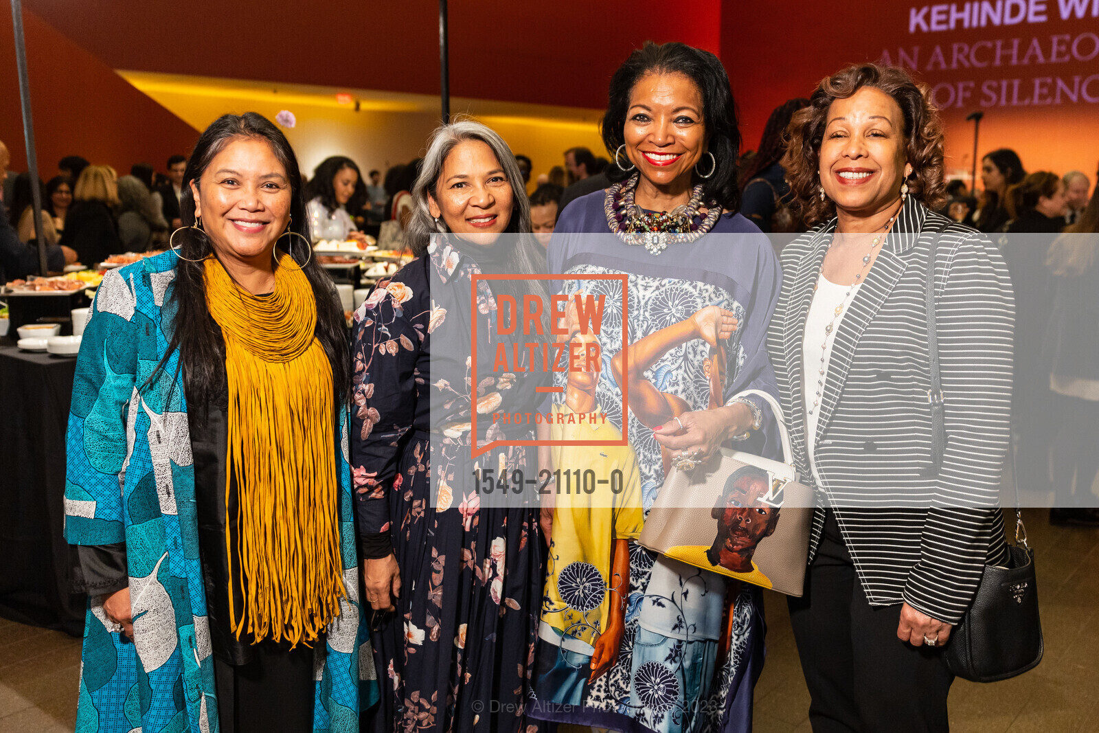 Hydra Mendoza, Darlene Fong, Denise Bradley Tyson, Kimberly Brandon, Kehinde Wiley Donor Opening Night 2023, de Young Museum @ 50 Hagiwara Tea Garden Dr, San Francisco, CA 94118 US. de Young Museum @ 50 Hagiwara Tea Garden Dr, San Francisco, CA 94118 US, March 16th, 2023, Photo #1549-21110-0 Hydra Mendoza, Darlene Fong, Denise Bradley Tyson, Kimberly Brandon, Photo #1549-21110-0