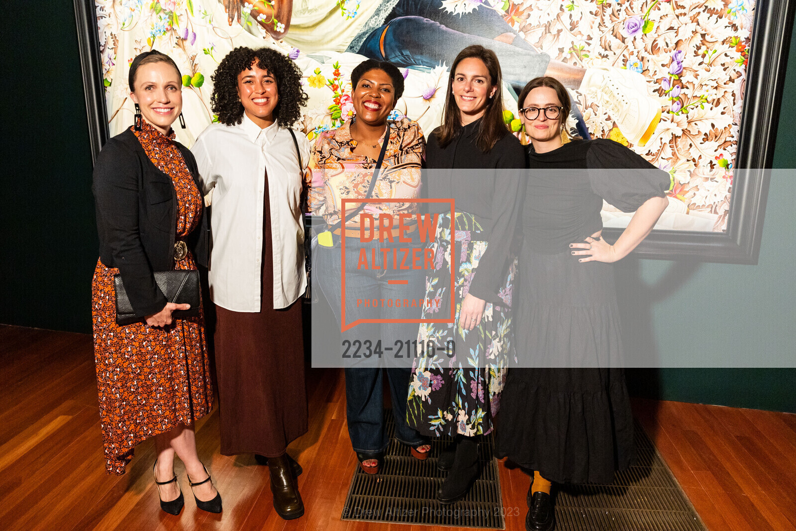 Melissa Buron, Maya Berry, Helen Hatch, Megan Bates, Kehinde Wiley Donor Opening Night 2023, de Young Museum @ 50 Hagiwara Tea Garden Dr, San Francisco, CA 94118 US. de Young Museum @ 50 Hagiwara Tea Garden Dr, San Francisco, CA 94118 US, March 16th, 2023, Photo #2234-21110-0 Melissa Buron, Maya Berry, Helen Hatch, Megan Bates, Photo #2234-21110-0