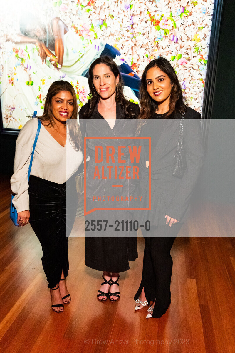 Asha Shivaji, Rebecca Stein, Mallika Dhaliwal, Kehinde Wiley Donor Opening Night 2023, de Young Museum @ 50 Hagiwara Tea Garden Dr, San Francisco, CA 94118 US. de Young Museum @ 50 Hagiwara Tea Garden Dr, San Francisco, CA 94118 US, March 16th, 2023, Photo #2557-21110-0 Asha Shivaji, Rebecca Stein, Mallika Dhaliwal, Photo #2557-21110-0