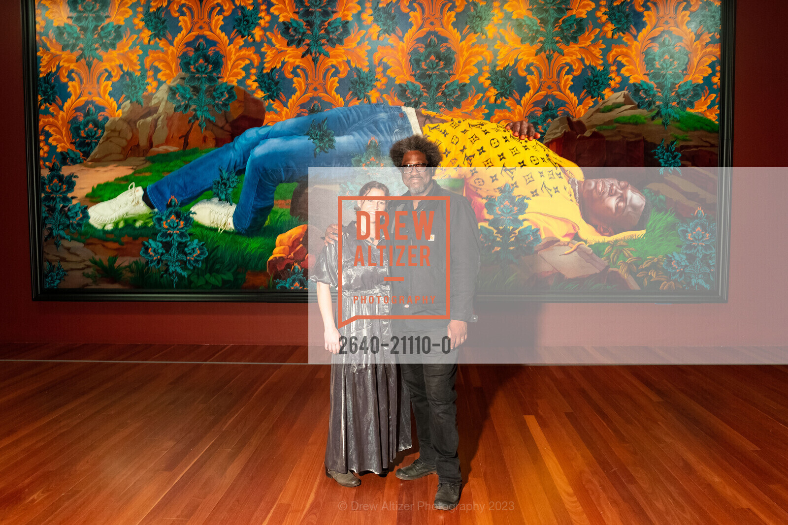 Melissa Hudson Bell, W. Kamau Bell, Kehinde Wiley Donor Opening Night 2023, de Young Museum @ 50 Hagiwara Tea Garden Dr, San Francisco, CA 94118 US. de Young Museum @ 50 Hagiwara Tea Garden Dr, San Francisco, CA 94118 US, March 16th, 2023, Photo #2640-21110-0 Melissa Hudson Bell, W. Kamau Bell, Photo #2640-21110-0