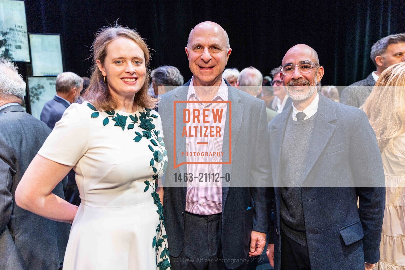 Emily-Jane Kirwan, Bill Fisher, Adrian Rosenfeld, Cal Performances' 2023 Gala Honoring William Kentridge, 2413 Bancroft Way, Berkeley, CA 94704 US. 2413 Bancroft Way, Berkeley, CA 94704 US, March 17th, 2023, Photo #1463-21112-0 Emily-Jane Kirwan, Bill Fisher, Adrian Rosenfeld, Photo #1463-21112-0