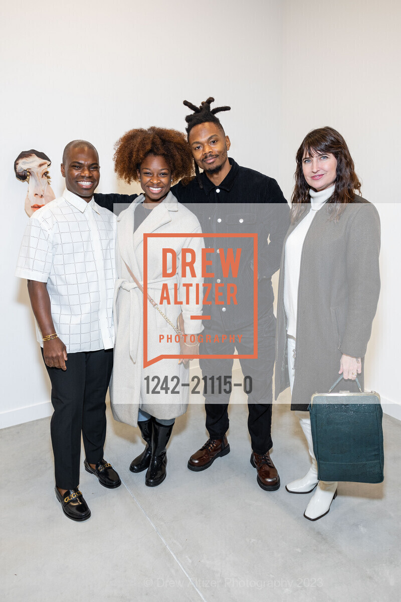 Jonathan Carver Moore, Dayonna Tucker, Adrian Burrell, Sheeka Arbuthnot, VIP Reception for Jonathan Carver Moore Gallery Opening 2023, The LINE SF @ 33 Turk St, SF, CA 94102 US. The LINE SF @ 33 Turk St, SF, CA 94102 US, March 21st, 2023, Photo #1242-21115-0 Jonathan Carver Moore, Dayonna Tucker, Adrian Burrell, Sheeka Arbuthnot, Photo #1242-21115-0