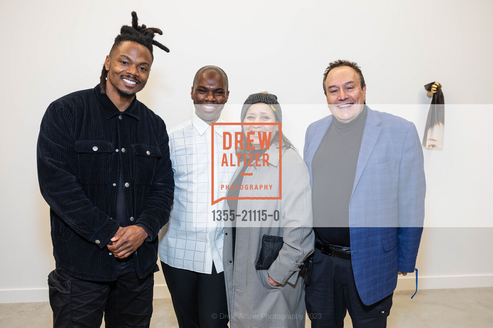 Adrian Burrell, Jonathan Carver Moore, Monetta White, Peter Hirshberg, VIP Reception for Jonathan Carver Moore Gallery Opening 2023, The LINE SF @ 33 Turk St, SF, CA 94102 US. The LINE SF @ 33 Turk St, SF, CA 94102 US, March 21st, 2023, Photo #1355-21115-0 Adrian Burrell, Jonathan Carver Moore, Monetta White, Peter Hirshberg, Photo #1355-21115-0