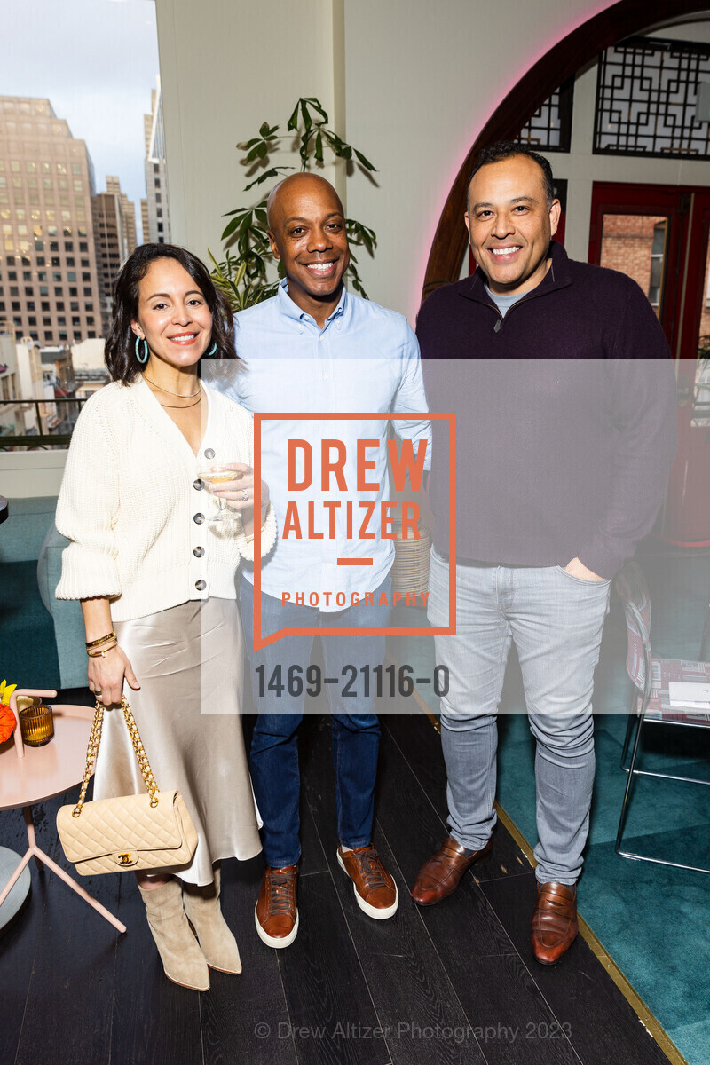 Lauren Kahn, Charles Hudson, Gabe Santos, Private Dinner with Sollis Health, Mister Jiu's. 28 Waverly Pl, SF, CA 94108 US, March 22nd, 2023, Photo #1469-21116-0 Lauren Kahn, Charles Hudson, Gabe Santos, Photo #1469-21116-0