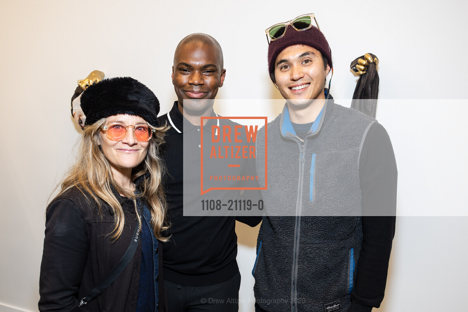 Alex Nichols, Jonathan Carver Moore, Mushi Wooseong James, Grand Opening for Jonathan Carver Moore Gallery Opening 2023, 966 Market St, SF, CA 94102 US. 966 Market St, SF, CA 94102 US, March 23rd, 2023, Photo #1108-21119-0 Alex Nichols, Jonathan Carver Moore, Mushi Wooseong James, Photo #1108-21119-0