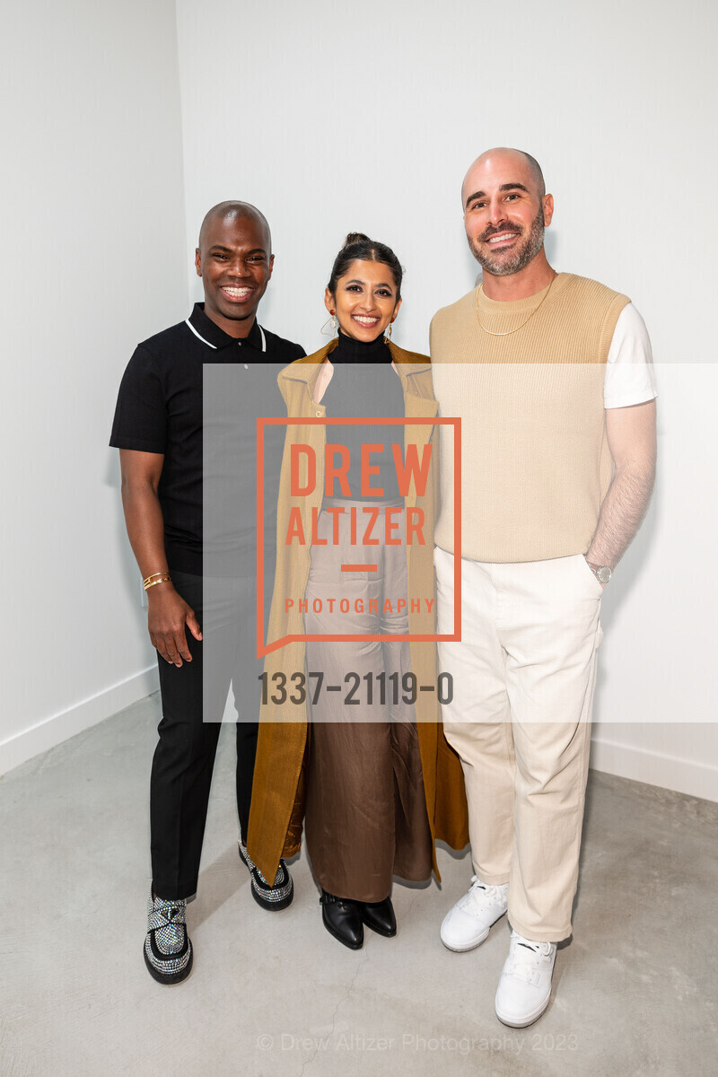 Jonathan Carver Moore, Anoushka Mirchandani, Robert Canali, Grand Opening for Jonathan Carver Moore Gallery Opening 2023, 966 Market St, SF, CA 94102 US. 966 Market St, SF, CA 94102 US, March 23rd, 2023, Photo #1337-21119-0 Jonathan Carver Moore, Anoushka Mirchandani, Robert Canali, Photo #1337-21119-0