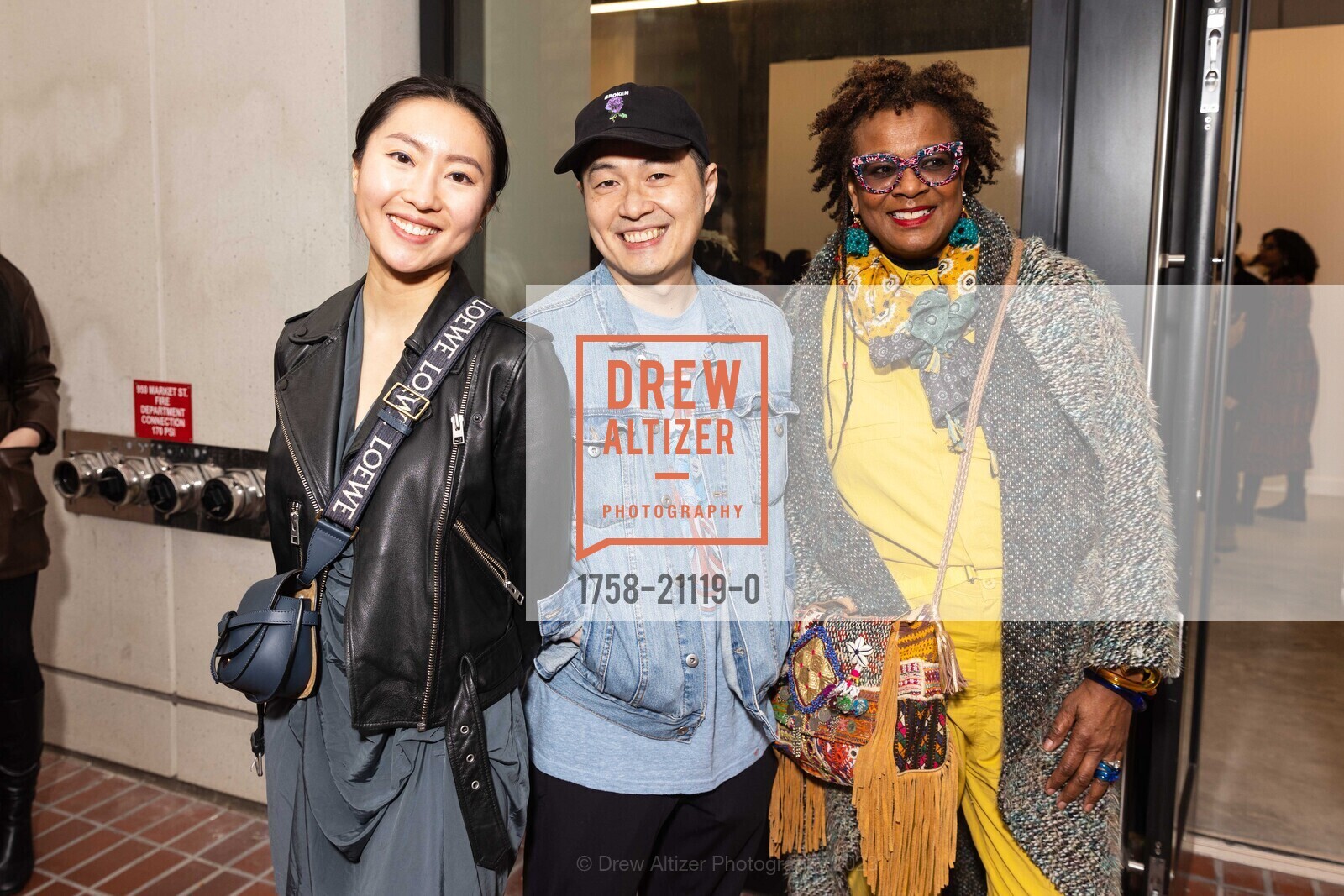 Erin Zhao, Ted Wong, Vicki Hughes, Grand Opening for Jonathan Carver Moore Gallery Opening 2023, 966 Market St, SF, CA 94102 US. 966 Market St, SF, CA 94102 US, March 23rd, 2023, Photo #1758-21119-0 Erin Zhao, Ted Wong, Vicki Hughes, Photo #1758-21119-0