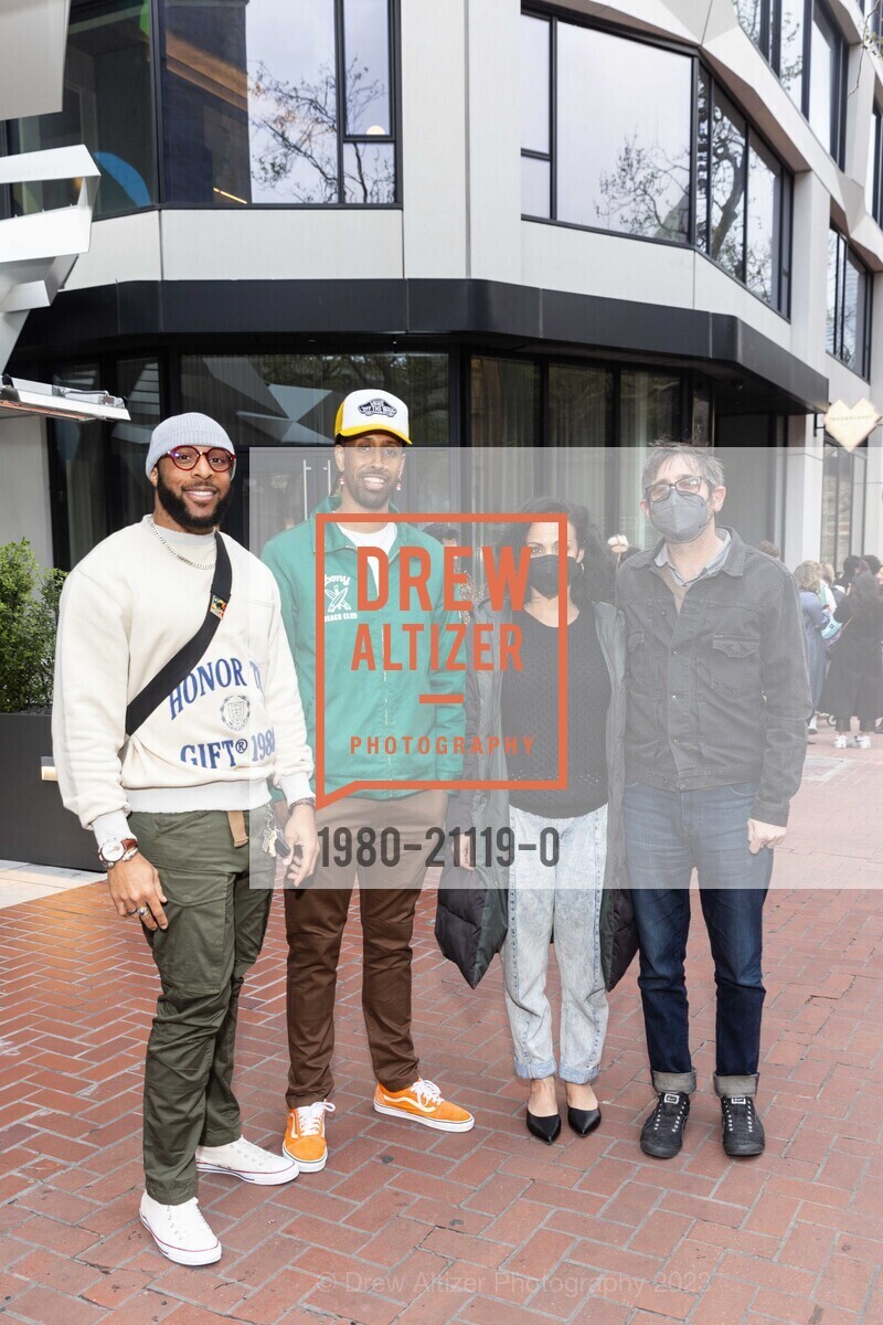 Chinedu Ogbodo, Kalleb Arefaine, Sholeh Asgary, Michael Mersereau, Grand Opening for Jonathan Carver Moore Gallery Opening 2023, 966 Market St, SF, CA 94102 US. 966 Market St, SF, CA 94102 US, March 23rd, 2023, Photo #1980-21119-0 Chinedu Ogbodo, Kalleb Arefaine, Sholeh Asgary, Michael Mersereau, Photo #1980-21119-0