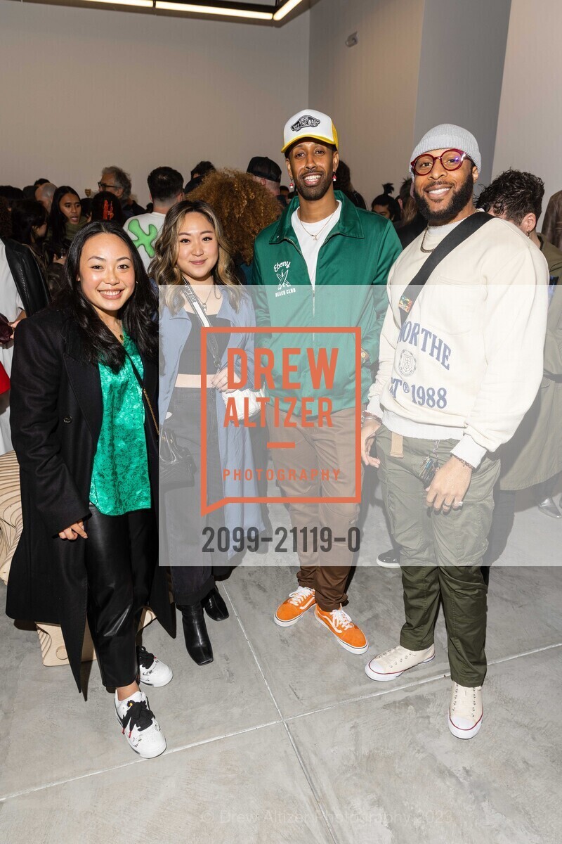 Jessica Chew, Paulette Kang, Kalleb Arefaine, Chinedu Ogbodo, Grand Opening for Jonathan Carver Moore Gallery Opening 2023, 966 Market St, SF, CA 94102 US. 966 Market St, SF, CA 94102 US, March 23rd, 2023, Photo #2099-21119-0 Jessica Chew, Paulette Kang, Kalleb Arefaine, Chinedu Ogbodo, Photo #2099-21119-0