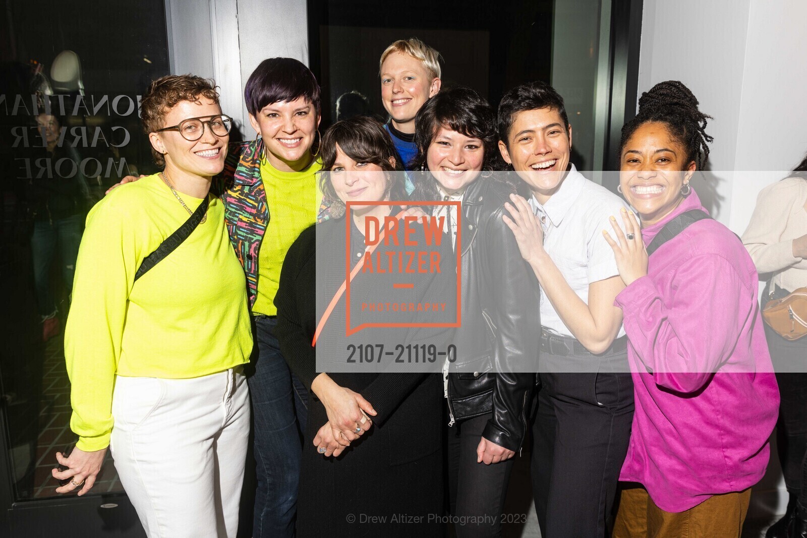 Marla Wilson, Rachel Ryan, Kari Orvik, Rachel Wells, Alma Leppla, Grand Opening for Jonathan Carver Moore Gallery Opening 2023, 966 Market St, SF, CA 94102 US. 966 Market St, SF, CA 94102 US, March 23rd, 2023, Photo #2107-21119-0 Marla Wilson, Rachel Ryan, Kari Orvik, Rachel Wells, Alma Leppla, Photo #2107-21119-0