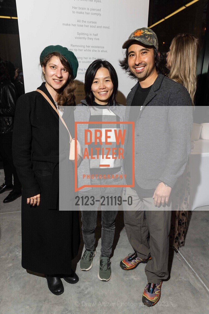 Victoria Flores, Jane Chung, Alberto Ishida, Grand Opening for Jonathan Carver Moore Gallery Opening 2023, 966 Market St, SF, CA 94102 US. 966 Market St, SF, CA 94102 US, March 23rd, 2023, Photo #2123-21119-0 Victoria Flores, Jane Chung, Alberto Ishida, Photo #2123-21119-0