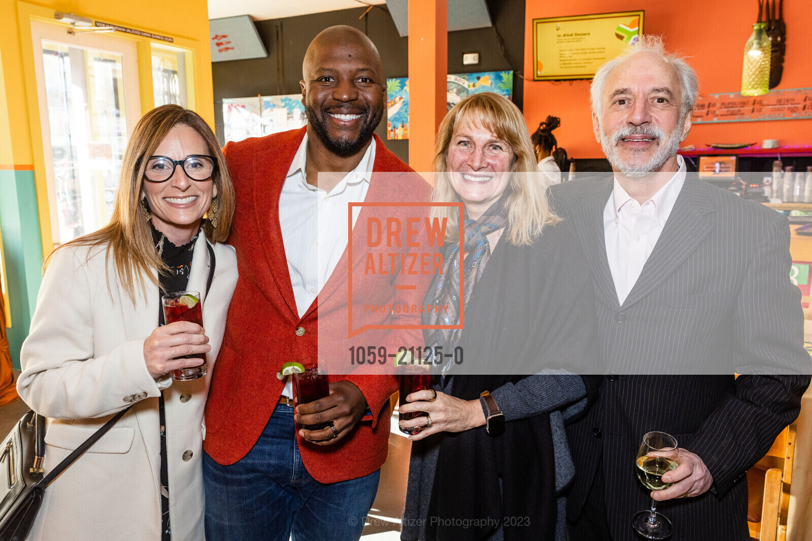 Carina Martin, Rossy Martin, Martha Adler, Michael Adler, Teach With Africa 15th Anniversary Celebrations, Bissap Baobab SF @ 2243 Mission St, SF, CA 94110 US. Bissap Baobab SF @ 2243 Mission St, SF, CA 94110 US, March 30th, 2023, Photo #1059-21125-0 Carina Martin, Rossy Martin, Martha Adler, Michael Adler, Photo #1059-21125-0
