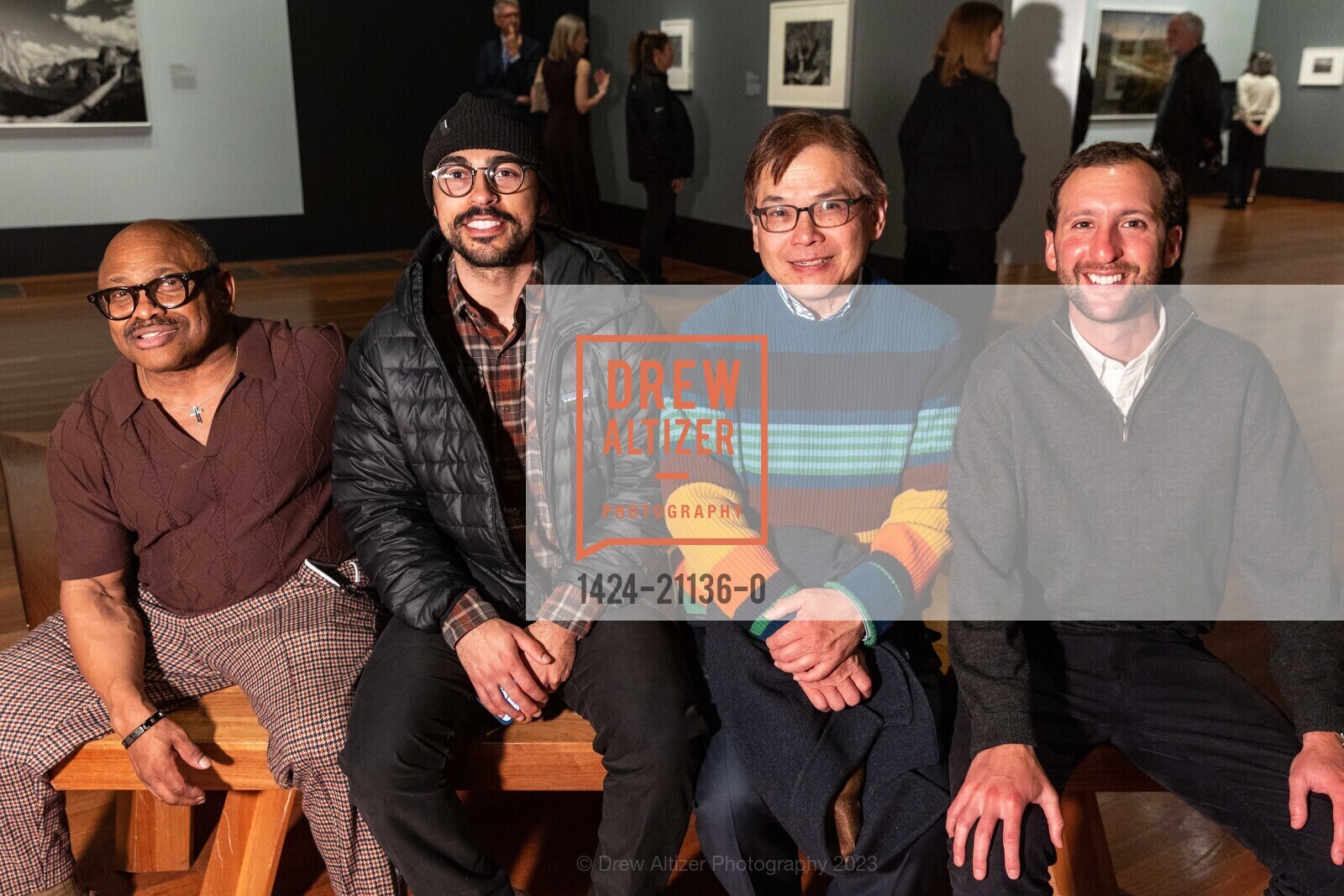 James Morris, Ali Olfat, Jorge Young, Leo Stroh, Ansel Adams Donor Reception, de Young Museum @ 50 Hagiwara Tea Garden Dr, San Francisco, CA 94118 US. de Young Museum @ 50 Hagiwara Tea Garden Dr, San Francisco, CA 94118 US, April 13th, 2023, Photo #1424-21136-0 James Morris, Ali Olfat, Jorge Young, Leo Stroh, Photo #1424-21136-0