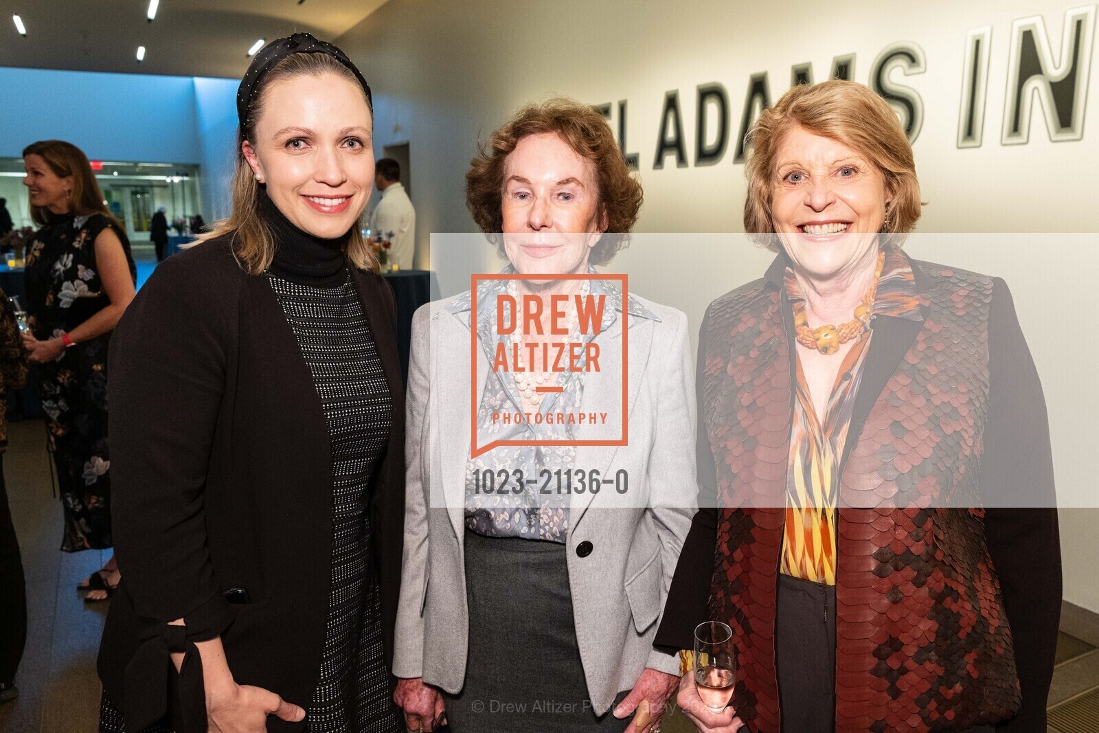 Melissa Buron, Joan Corrigan, Dagmar Dolby, Ansel Adams Donor Reception, de Young Museum @ 50 Hagiwara Tea Garden Dr, San Francisco, CA 94118 US. de Young Museum @ 50 Hagiwara Tea Garden Dr, San Francisco, CA 94118 US, April 13th, 2023, Photo #1023-21136-0 Melissa Buron, Joan Corrigan, Dagmar Dolby, Photo #1023-21136-0