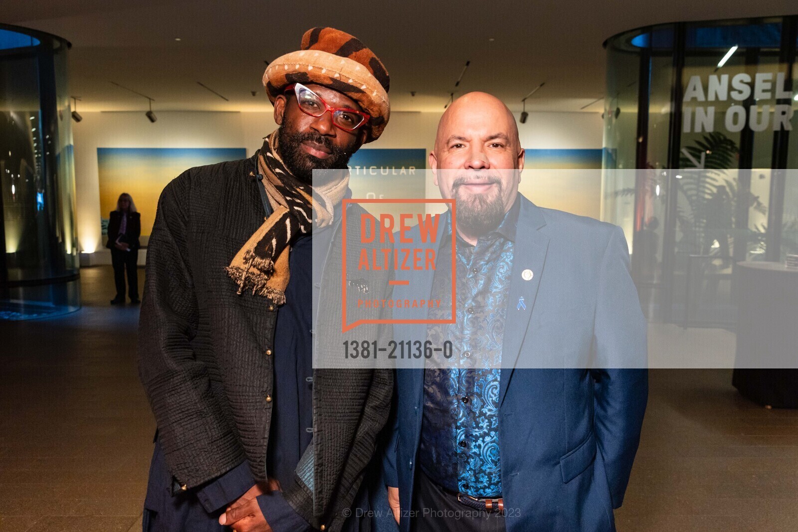 Andrè Bloodstone Singleton, Ted Hannig, Ansel Adams Donor Reception, de Young Museum @ 50 Hagiwara Tea Garden Dr, San Francisco, CA 94118 US. de Young Museum @ 50 Hagiwara Tea Garden Dr, San Francisco, CA 94118 US, April 13th, 2023, Photo #1381-21136-0 Andrè Bloodstone Singleton, Ted Hannig, Photo #1381-21136-0