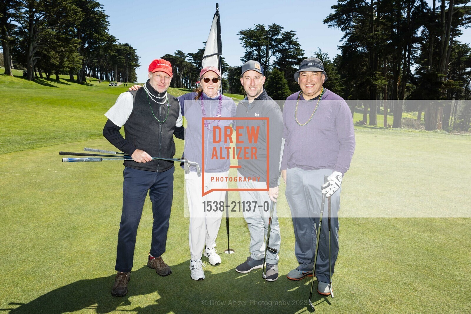 Christman Dunhill, Nancy Egan, Benjamin Vanderford, Gary Saydah, Salvation Army Golf Tournament 2023, Presidio Golf Course @ 300 Finley Rd, SF, CA 94129 US. Presidio Golf Course @ 300 Finley Rd, SF, CA 94129 US, April 14th, 2023, Photo #1538-21137-0 Christman Dunhill, Nancy Egan, Benjamin Vanderford, Gary Saydah, Photo #1538-21137-0