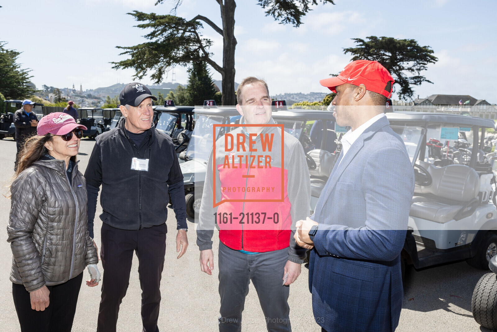 Claire Hamlin, Bill Hamlin, Darren Norton, Jamario Jackson, Salvation Army Golf Tournament 2023, Presidio Golf Course @ 300 Finley Rd, SF, CA 94129 US. Presidio Golf Course @ 300 Finley Rd, SF, CA 94129 US, April 14th, 2023, Photo #1161-21137-0 Claire Hamlin, Bill Hamlin, Darren Norton, Jamario Jackson, Photo #1161-21137-0