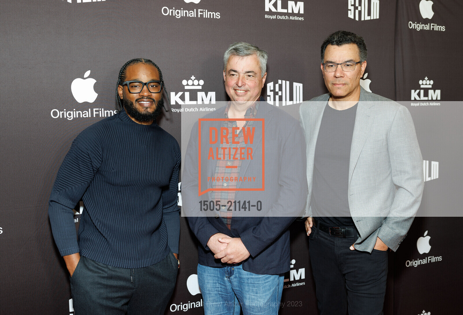 Ryan Coogler, Eddy Cue, Peter Nicks, SFFILM Opening Night STEPHEN CURRY: UNDERRATED, MegadeluxeCustom Caps. 3234 Grand Ave, Oakland, CA 94610, April 13th, 2023, Photo #1505-21141-0 Ryan Coogler, Eddy Cue, Peter Nicks, Photo #1505-21141-0