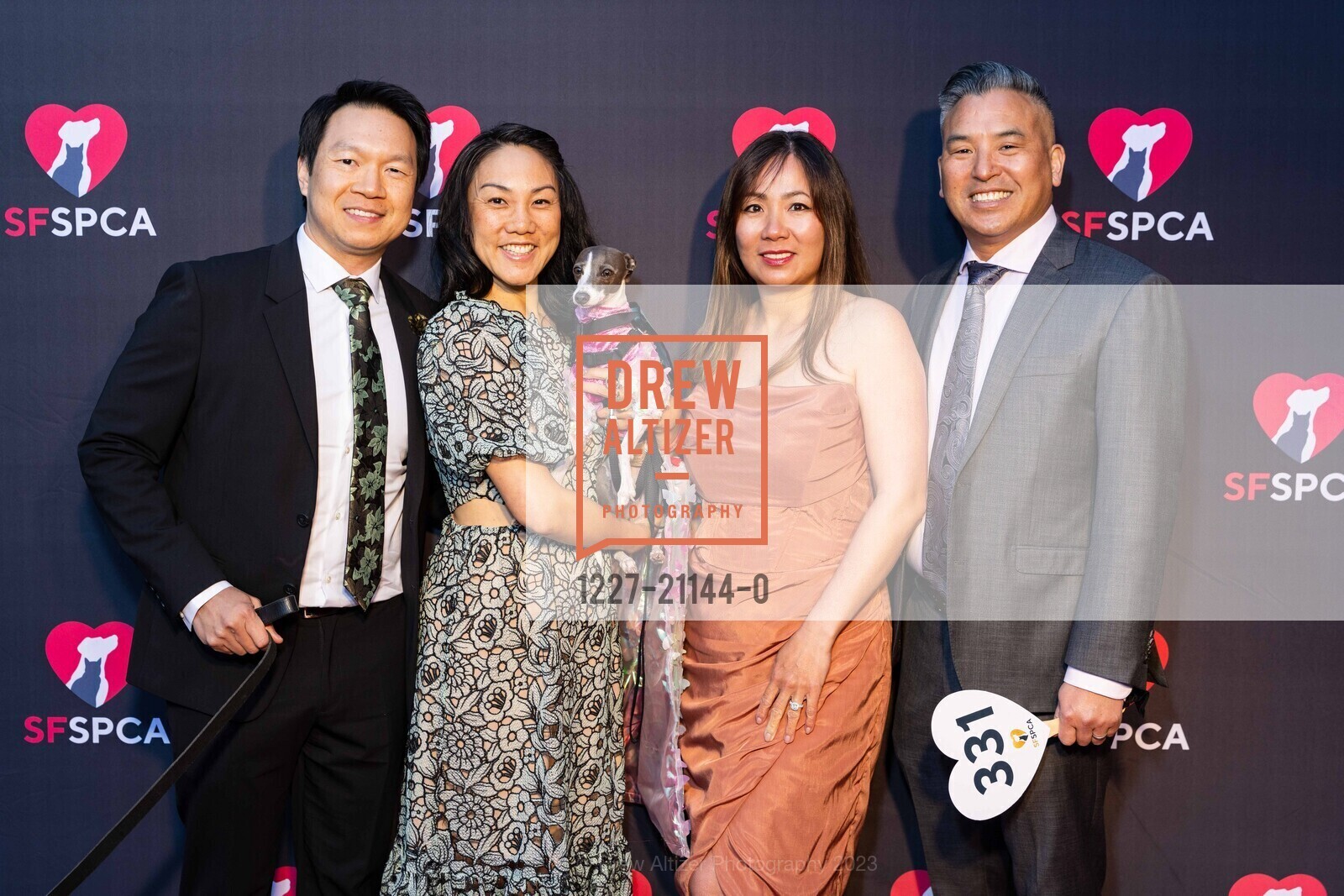 Gordon Tam, Rita Tan, Leslie, David Nguyen, Jennifer Nguyen, SF SPCA 155th Anniversary Celebration 2023, San Francisco SPCA, 201 Alabama St, SF, CA 94103. San Francisco SPCA, 201 Alabama St, SF, CA 94103, April 18th, 2023, Photo #1227-21144-0 Gordon Tam, Rita Tan, Leslie, David Nguyen, Jennifer Nguyen, Photo #1227-21144-0