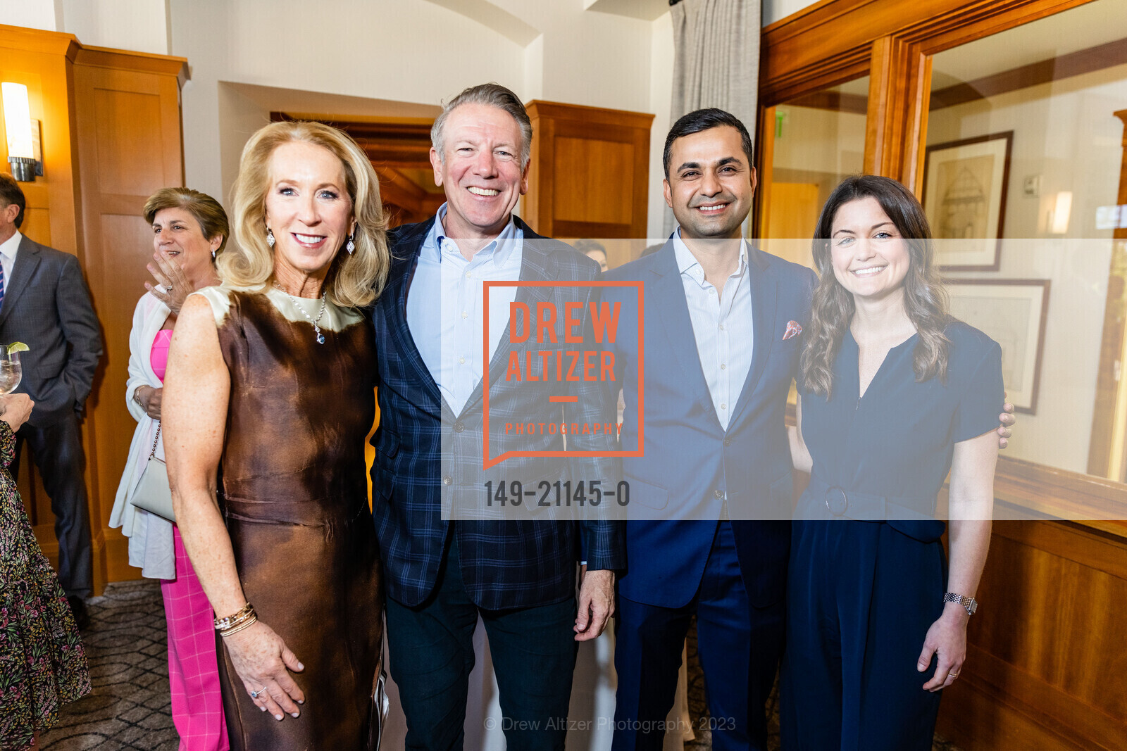Mikey Hoag, Dennis Hearst, Meghan Kiley, Raj Devnani, Part The Cloud Luncheon 2023, Sharon Heights Golf and Country Club @ 2900 Sand Hill Rd, Menlo Park, CA 94025 US. Sharon Heights Golf and Country Club @ 2900 Sand Hill Rd, Menlo Park, CA 94025 US, April 19th, 2023, Photo #149-21145-0 Mikey Hoag, Dennis Hearst, Meghan Kiley, Raj Devnani, Photo #149-21145-0