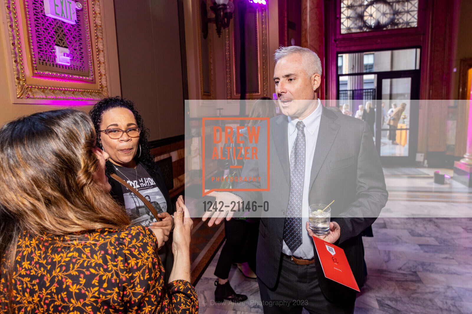 Heather Pitre, Denise Riggins, Tony Leonard, Compass Family Services Spring Gala 2023, The Hibernia @ 1 Jones St, SF, CA 94102 US. The Hibernia @ 1 Jones St, SF, CA 94102 US, April 19th, 2023, Photo #1242-21146-0 Heather Pitre, Denise Riggins, Tony Leonard, Photo #1242-21146-0