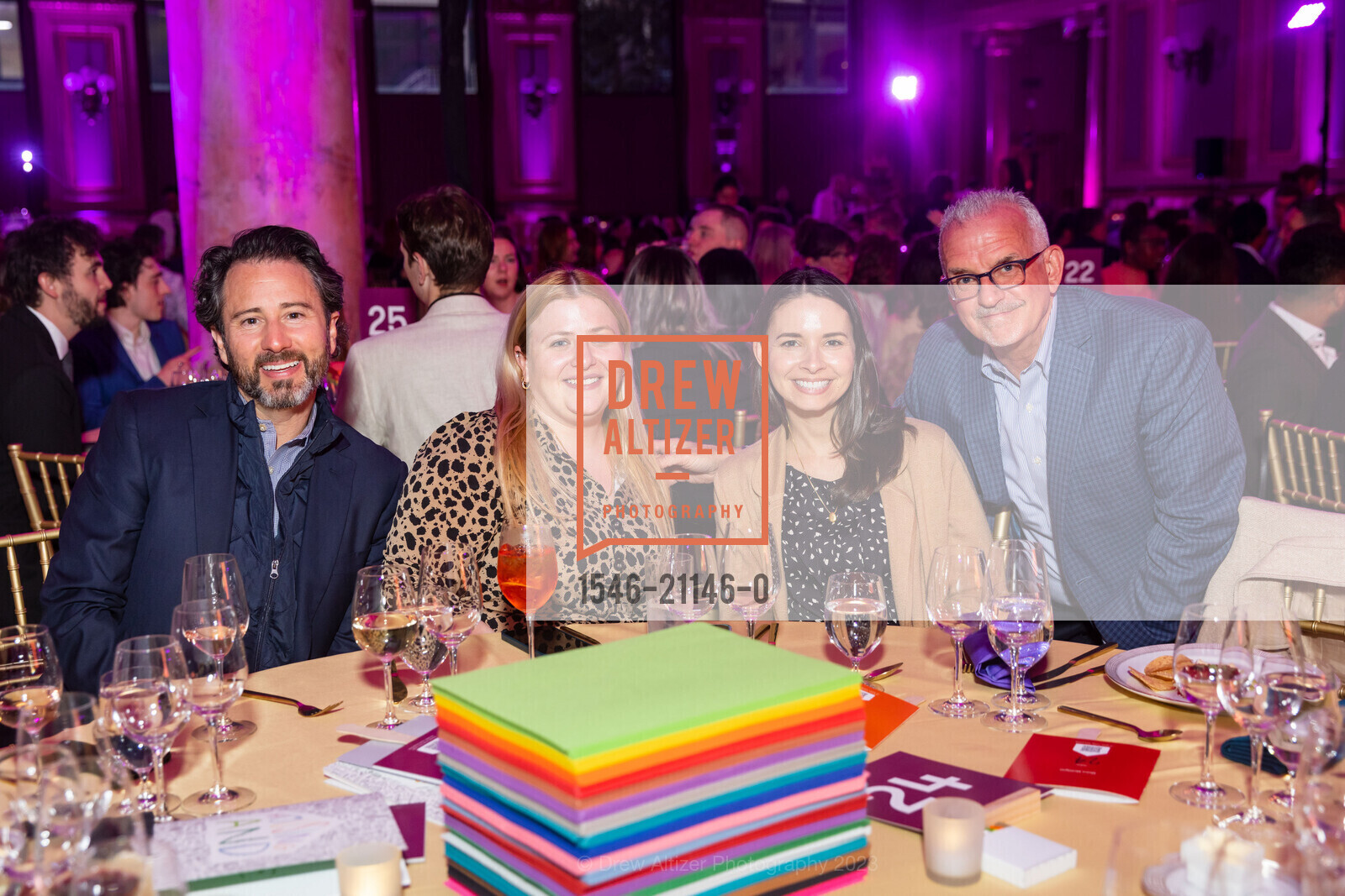 Elia Malick, Moira McGlynn, Leah D'Agostino, Guy Joslin, Compass Family Services Spring Gala 2023, The Hibernia @ 1 Jones St, SF, CA 94102 US. The Hibernia @ 1 Jones St, SF, CA 94102 US, April 19th, 2023, Photo #1546-21146-0 Elia Malick, Moira McGlynn, Leah D'Agostino, Guy Joslin, Photo #1546-21146-0