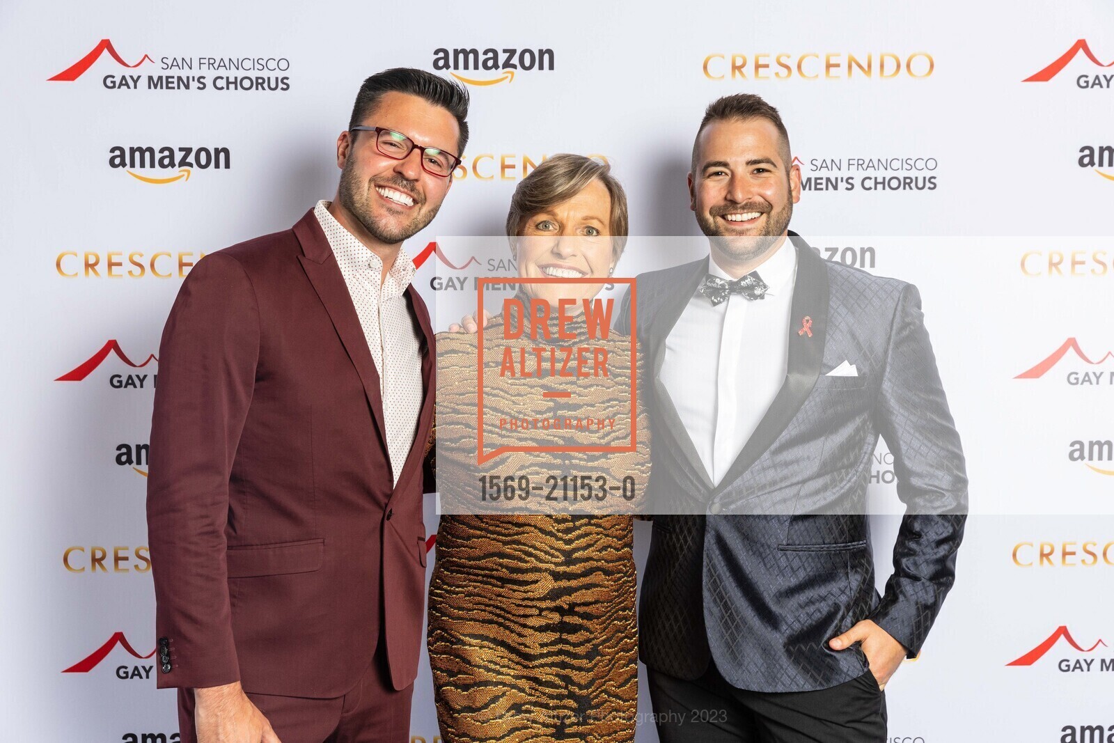 Sam Lundquist, Janet Cluff, Mitch Galli, SF Gay Men's Chorus Crescendo Gala 2023, Four Seasons Hotel @ 757 Market St, SF, CA 94103 US. Four Seasons Hotel @ 757 Market St, SF, CA 94103 US, April 22nd, 2023, Photo #1569-21153-0 Sam Lundquist, Janet Cluff, Mitch Galli, Photo #1569-21153-0