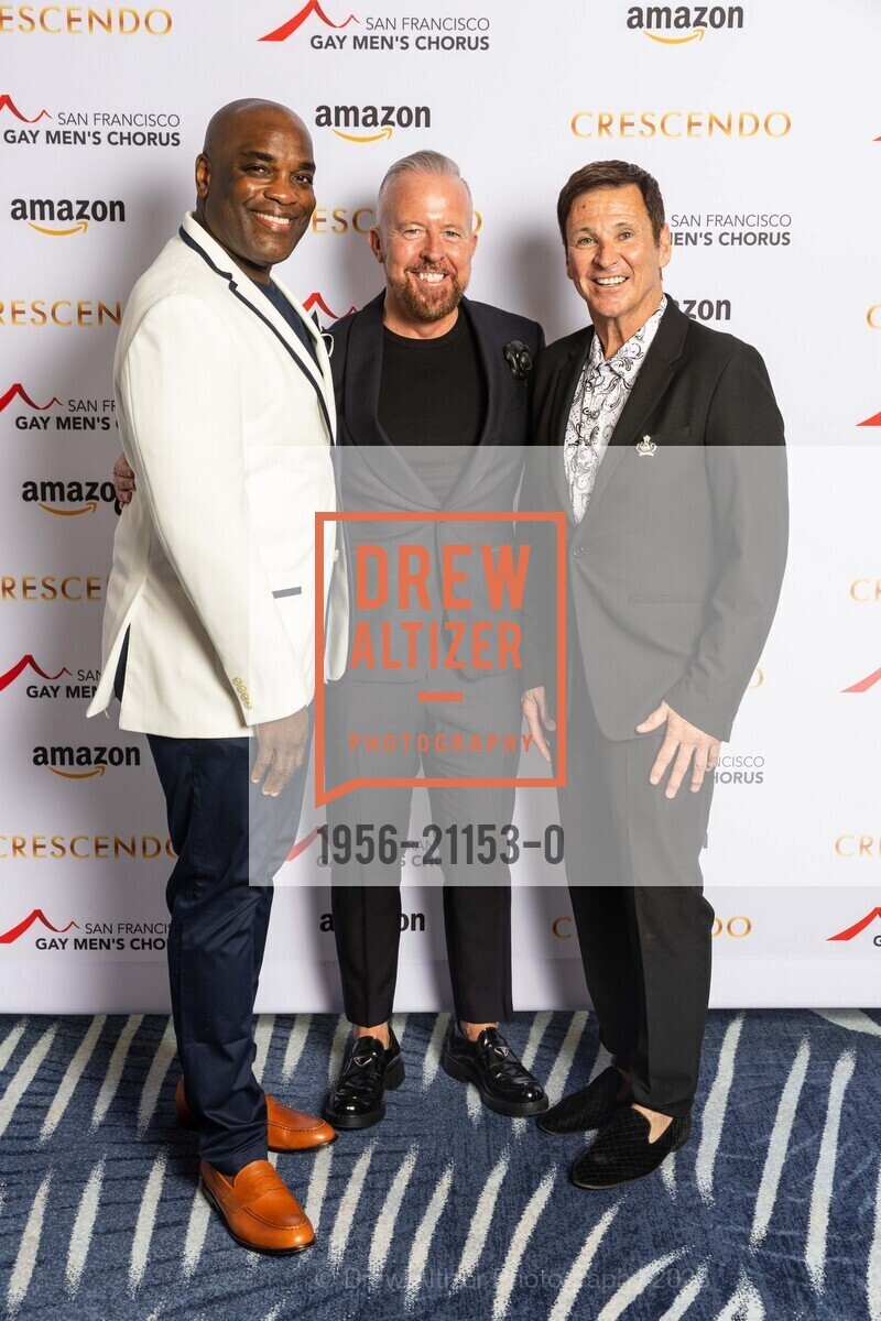 Michael Tate, Simon O'Mahony, Steve Valdez, SF Gay Men's Chorus Crescendo Gala 2023, Four Seasons Hotel @ 757 Market St, SF, CA 94103 US. Four Seasons Hotel @ 757 Market St, SF, CA 94103 US, April 22nd, 2023, Photo #1956-21153-0 Michael Tate, Simon O'Mahony, Steve Valdez, Photo #1956-21153-0