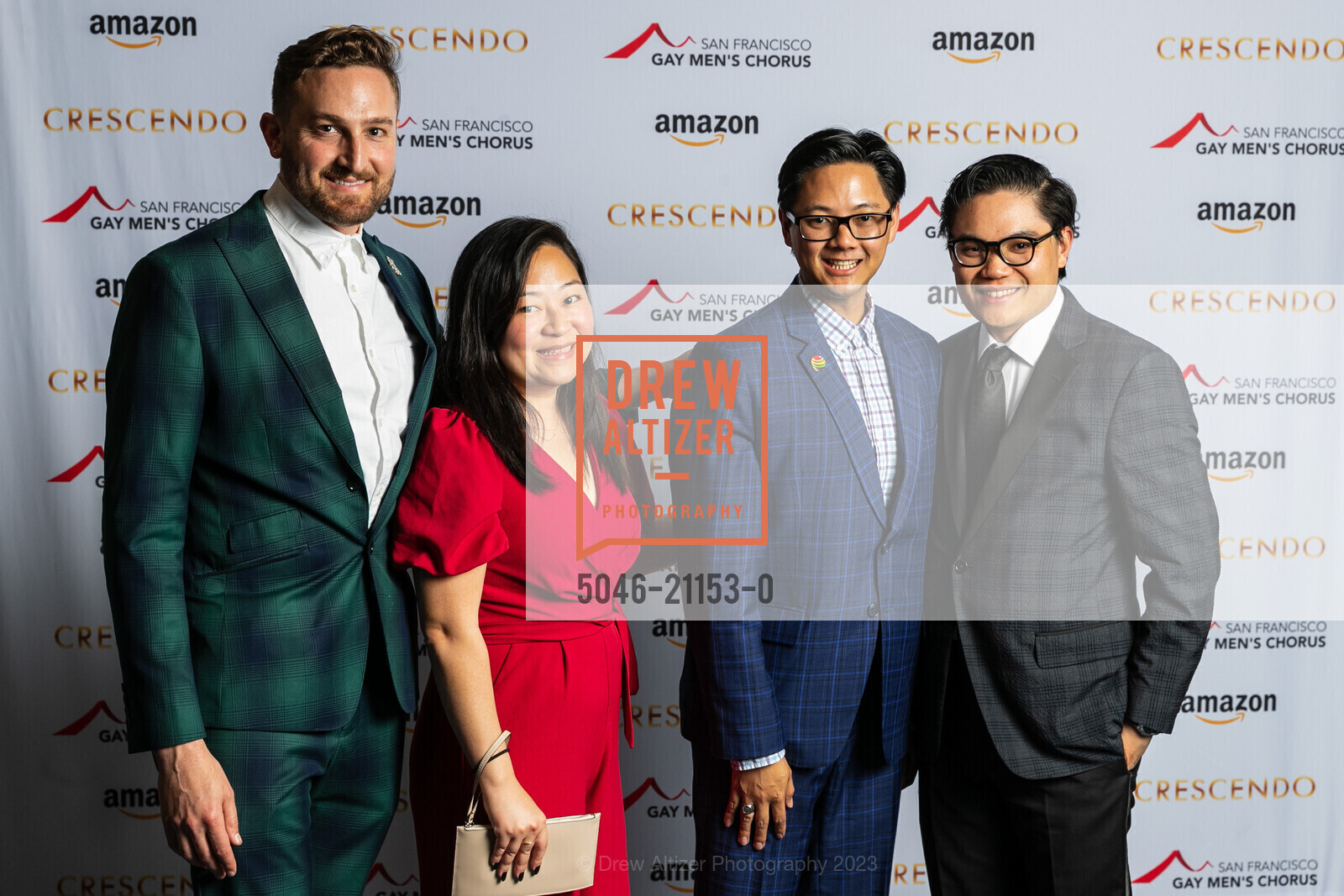 Dustin Patenaude, Cindy Lin, Brandon Baranco, Board Member, Alexander Salazar, SF Gay Men's Chorus Crescendo Gala 2023, Four Seasons Hotel @ 757 Market St, SF, CA 94103 US. Four Seasons Hotel @ 757 Market St, SF, CA 94103 US, April 22nd, 2023, Photo #5046-21153-0 Dustin Patenaude, Cindy Lin, Brandon Baranco, Board Member, Alexander Salazar, Photo #5046-21153-0
