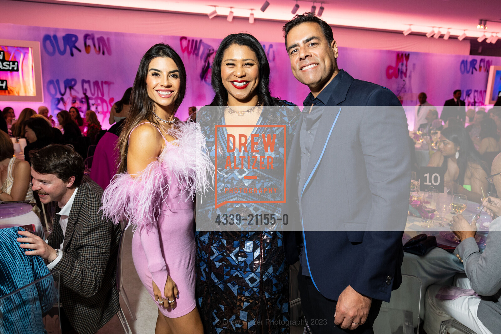 Pantea Grover, London Breed, Vishal Grover, SFMOMA's 2023 Art Bash, SFMOMA. 151 Third Street, April 19th, 2023, Photo #4339-21155-0 Pantea Grover, London Breed, Vishal Grover, Photo #4339-21155-0