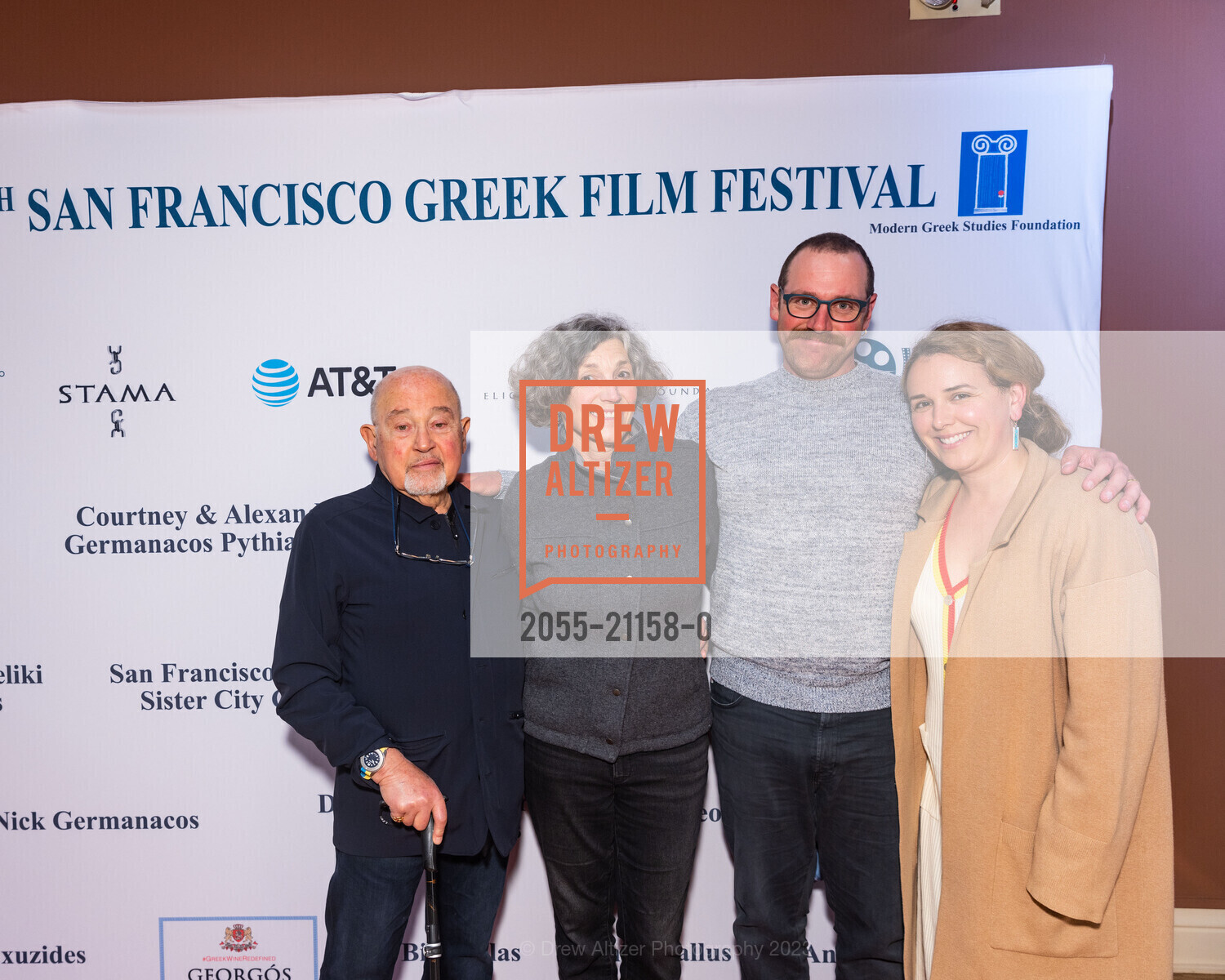Nick Germanacos, Anne Germanacos, Alexander Germanacos, Courtney Germanacos, 20th Annual SF Greek Film Festival Opening Night, Delancey Street Screening Room. 600 The Embarcadero, San Francisco, CA 94107, April 22nd, 2023, Photo #2055-21158-0 Nick Germanacos, Anne Germanacos, Alexander Germanacos, Courtney Germanacos, Photo #2055-21158-0