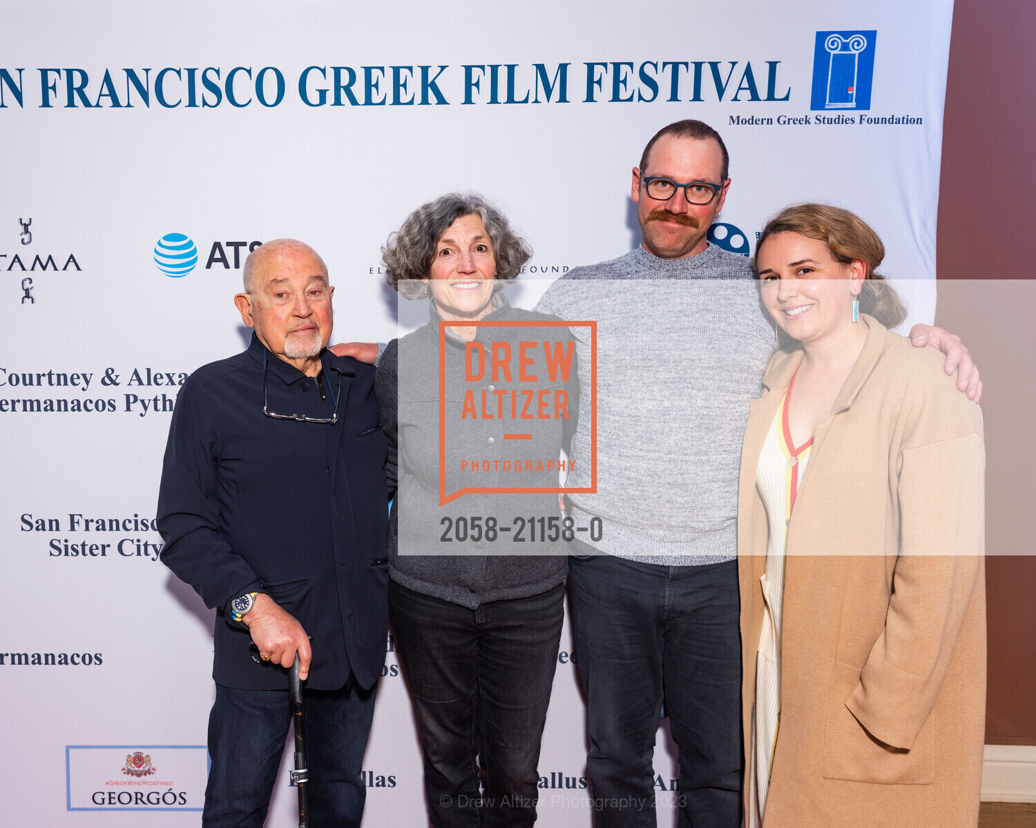 Nick Germanacos, Anne Germanacos, Alexander Germanacos, Courtney Germanacos, 20th Annual SF Greek Film Festival Opening Night, Delancey Street Screening Room. 600 The Embarcadero, San Francisco, CA 94107, April 22nd, 2023, Photo #2058-21158-0 Nick Germanacos, Anne Germanacos, Alexander Germanacos, Courtney Germanacos, Photo #2058-21158-0