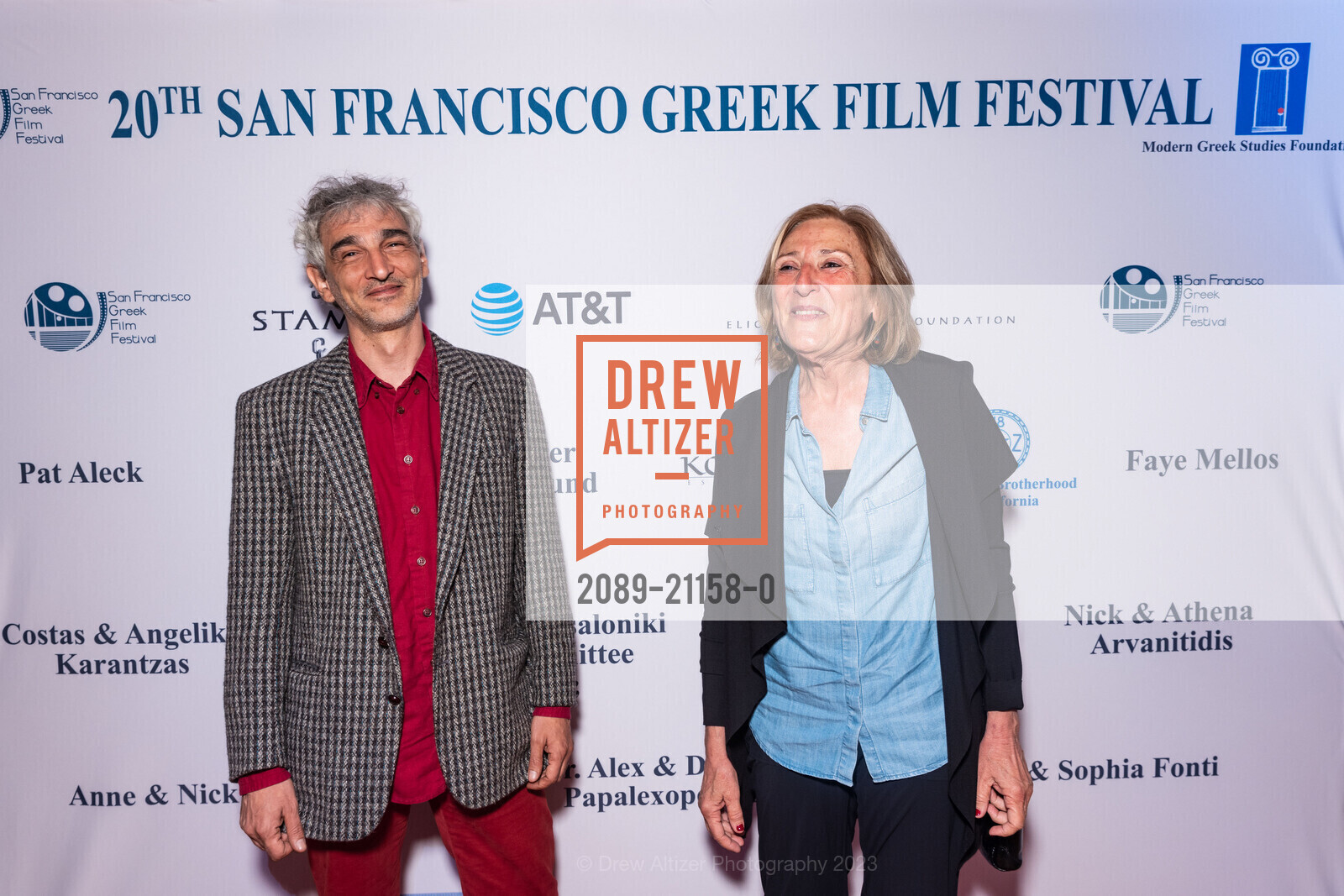 Stathis Apostolou, Ina Prapavessi, 20th Annual SF Greek Film Festival Opening Night, Delancey Street Screening Room. 600 The Embarcadero, San Francisco, CA 94107, April 22nd, 2023, Photo #2089-21158-0 Stathis Apostolou, Ina Prapavessi, Photo #2089-21158-0
