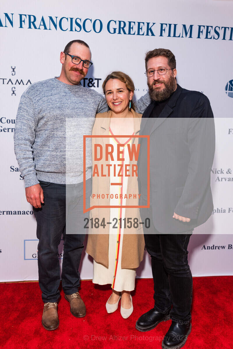 Alexander Germanacos, Courtney Germanacos, Panos Gakis, 20th Annual SF Greek Film Festival Opening Night, Delancey Street Screening Room. 600 The Embarcadero, San Francisco, CA 94107, April 22nd, 2023, Photo #2184-21158-0 Alexander Germanacos, Courtney Germanacos, Panos Gakis, Photo #2184-21158-0