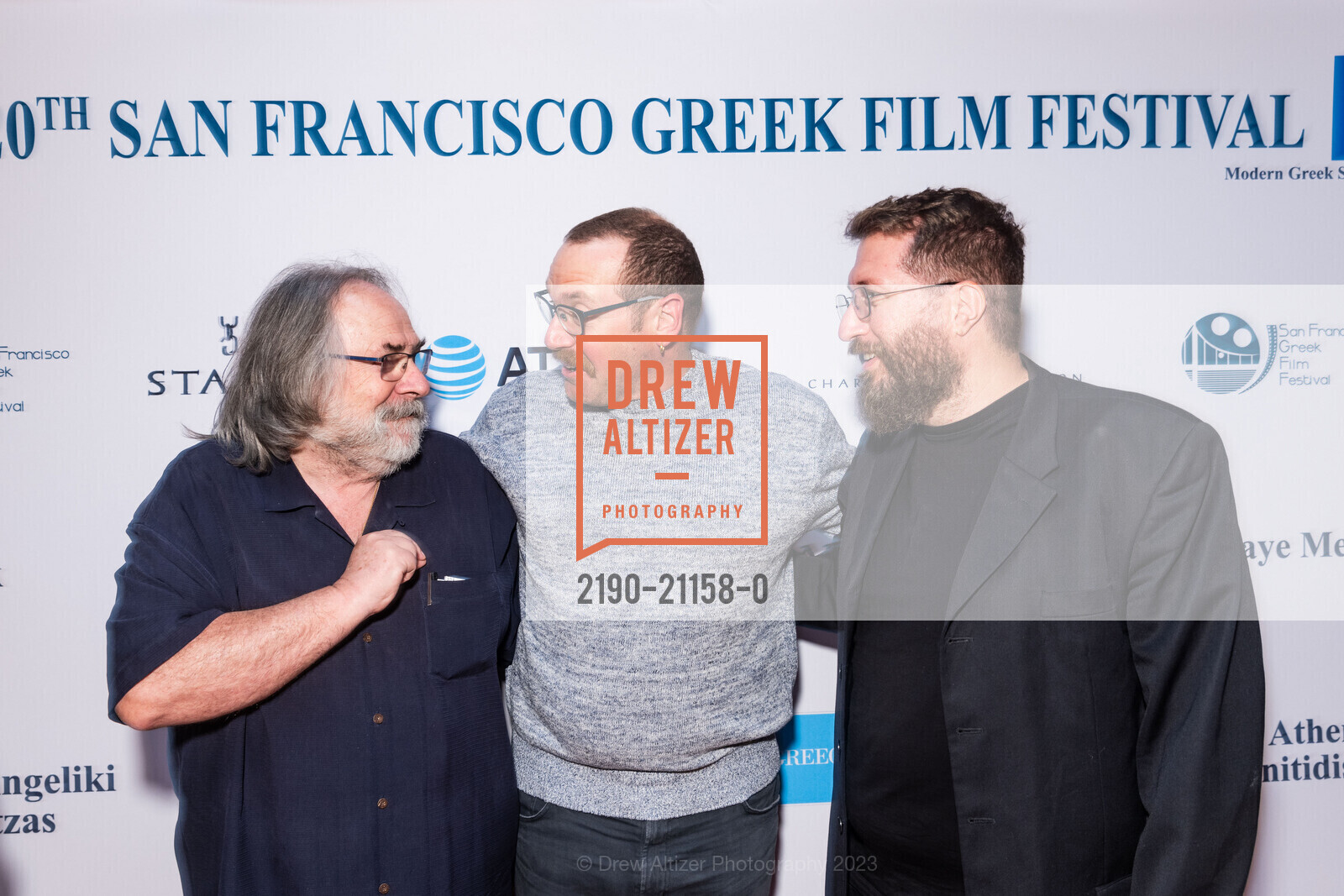 Kleon Skourtis, Alexander Germanacos, Panos Gakis, 20th Annual SF Greek Film Festival Opening Night, Delancey Street Screening Room. 600 The Embarcadero, San Francisco, CA 94107, April 22nd, 2023, Photo #2190-21158-0 Kleon Skourtis, Alexander Germanacos, Panos Gakis, Photo #2190-21158-0