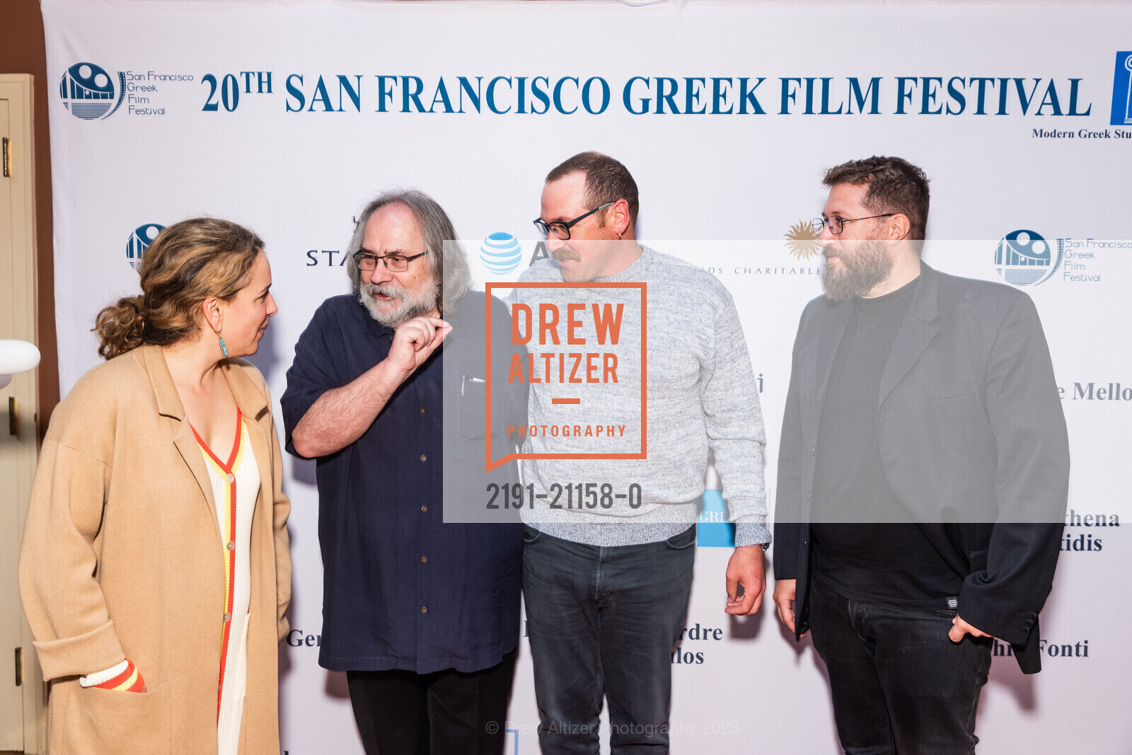 Courtney Germanacos, Kleon Skourtis, Alexander Germanacos, Panos Gakis, 20th Annual SF Greek Film Festival Opening Night, Delancey Street Screening Room. 600 The Embarcadero, San Francisco, CA 94107, April 22nd, 2023, Photo #2191-21158-0 Courtney Germanacos, Kleon Skourtis, Alexander Germanacos, Panos Gakis, Photo #2191-21158-0