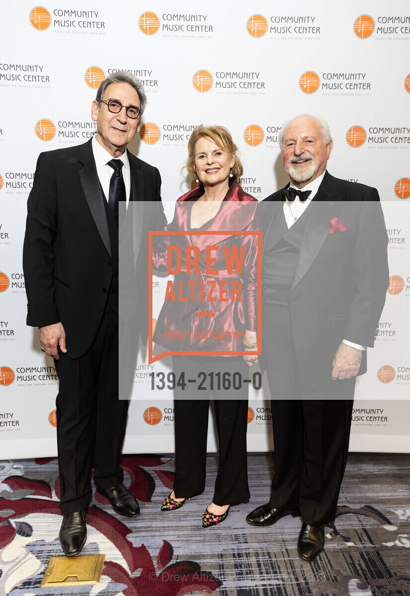 Fred Levin, Michele Alioto, Joseph Alioto, "In Full Bloom" Community Music Center's 2023 Spring Gala, The Palace Hotel, a Luxury Collection Hotel @ 2 New Montgomery St, SF, CA 94105 US. The Palace Hotel, a Luxury Collection Hotel @ 2 New Montgomery St, SF, CA 94105 US, April 24th, 2023, Photo #1394-21160-0 Fred Levin, Michele Alioto, Joseph Alioto, Photo #1394-21160-0