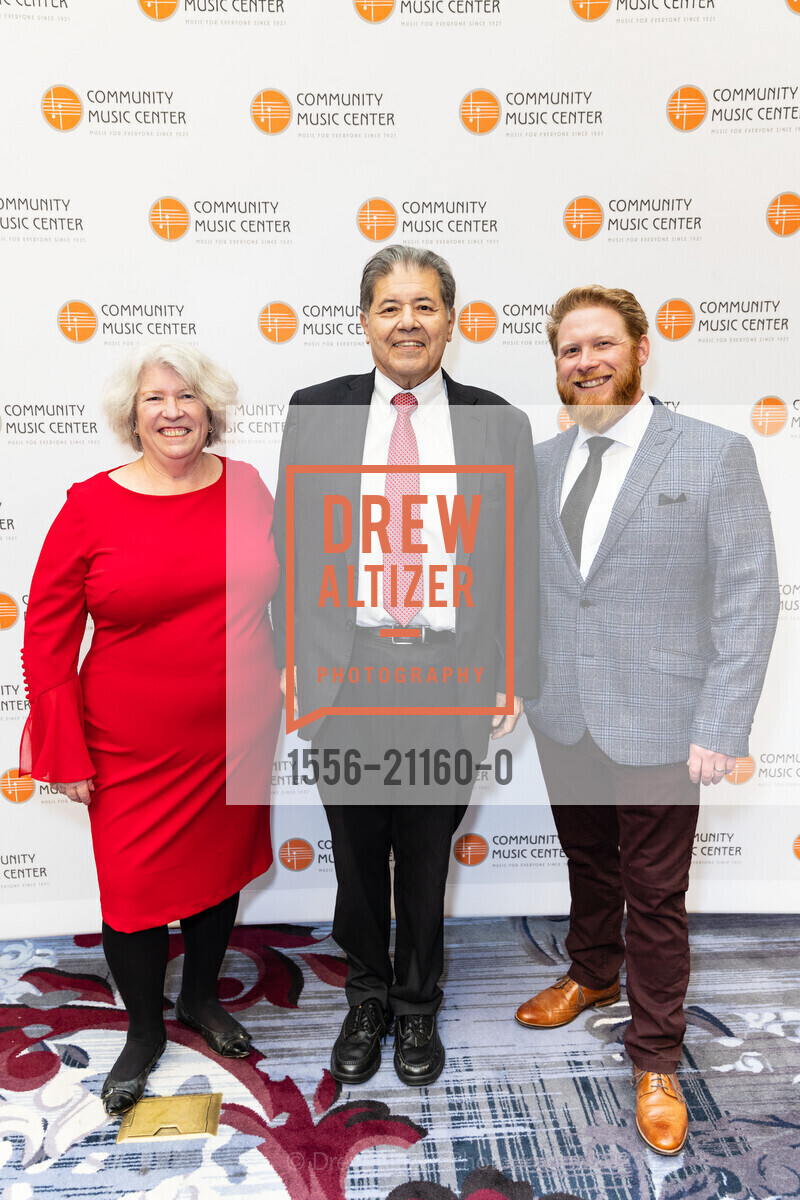 Kim Edmonds, Drew Ibarra, Danny Frentz, "In Full Bloom" Community Music Center's 2023 Spring Gala, The Palace Hotel, a Luxury Collection Hotel @ 2 New Montgomery St, SF, CA 94105 US. The Palace Hotel, a Luxury Collection Hotel @ 2 New Montgomery St, SF, CA 94105 US, April 24th, 2023, Photo #1556-21160-0 Kim Edmonds, Drew Ibarra, Danny Frentz, Photo #1556-21160-0