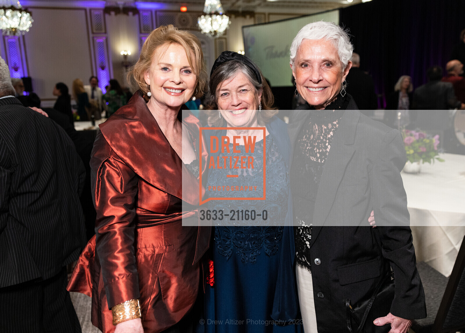 Michele Alioto, Carolyn Squeri, Maureen Sullivan, "In Full Bloom" Community Music Center's 2023 Spring Gala, The Palace Hotel, a Luxury Collection Hotel @ 2 New Montgomery St, SF, CA 94105 US. The Palace Hotel, a Luxury Collection Hotel @ 2 New Montgomery St, SF, CA 94105 US, April 24th, 2023, Photo #3633-21160-0 Michele Alioto, Carolyn Squeri, Maureen Sullivan, Photo #3633-21160-0