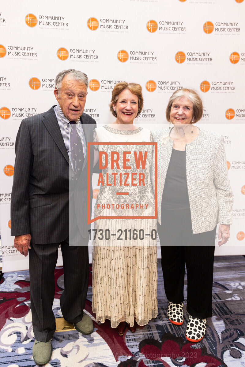 Norm Rosenblatt, Brooke Joseph, Nan Rosenblatt, "In Full Bloom" Community Music Center's 2023 Spring Gala, The Palace Hotel, a Luxury Collection Hotel @ 2 New Montgomery St, SF, CA 94105 US. The Palace Hotel, a Luxury Collection Hotel @ 2 New Montgomery St, SF, CA 94105 US, April 24th, 2023, Photo #1730-21160-0 Norm Rosenblatt, Brooke Joseph, Nan Rosenblatt, Photo #1730-21160-0