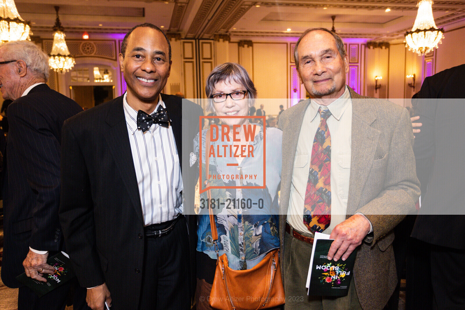 Ron Gallman, Ellen Rosenthal, Steven Shapiro, "In Full Bloom" Community Music Center's 2023 Spring Gala, The Palace Hotel, a Luxury Collection Hotel @ 2 New Montgomery St, SF, CA 94105 US. The Palace Hotel, a Luxury Collection Hotel @ 2 New Montgomery St, SF, CA 94105 US, April 24th, 2023, Photo #3181-21160-0 Ron Gallman, Ellen Rosenthal, Steven Shapiro, Photo #3181-21160-0