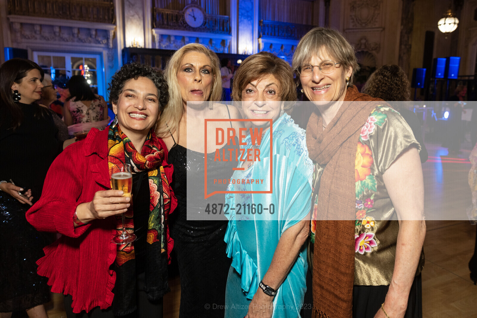 Martha Rodriguez-Salazar, Jacqueline Jacoby, Ludmila Eggleton, Jennifer Peringer, "In Full Bloom" Community Music Center's 2023 Spring Gala, The Palace Hotel, a Luxury Collection Hotel @ 2 New Montgomery St, SF, CA 94105 US. The Palace Hotel, a Luxury Collection Hotel @ 2 New Montgomery St, SF, CA 94105 US, April 24th, 2023, Photo #4872-21160-0 Martha Rodriguez-Salazar, Jacqueline Jacoby, Ludmila Eggleton, Jennifer Peringer, Photo #4872-21160-0