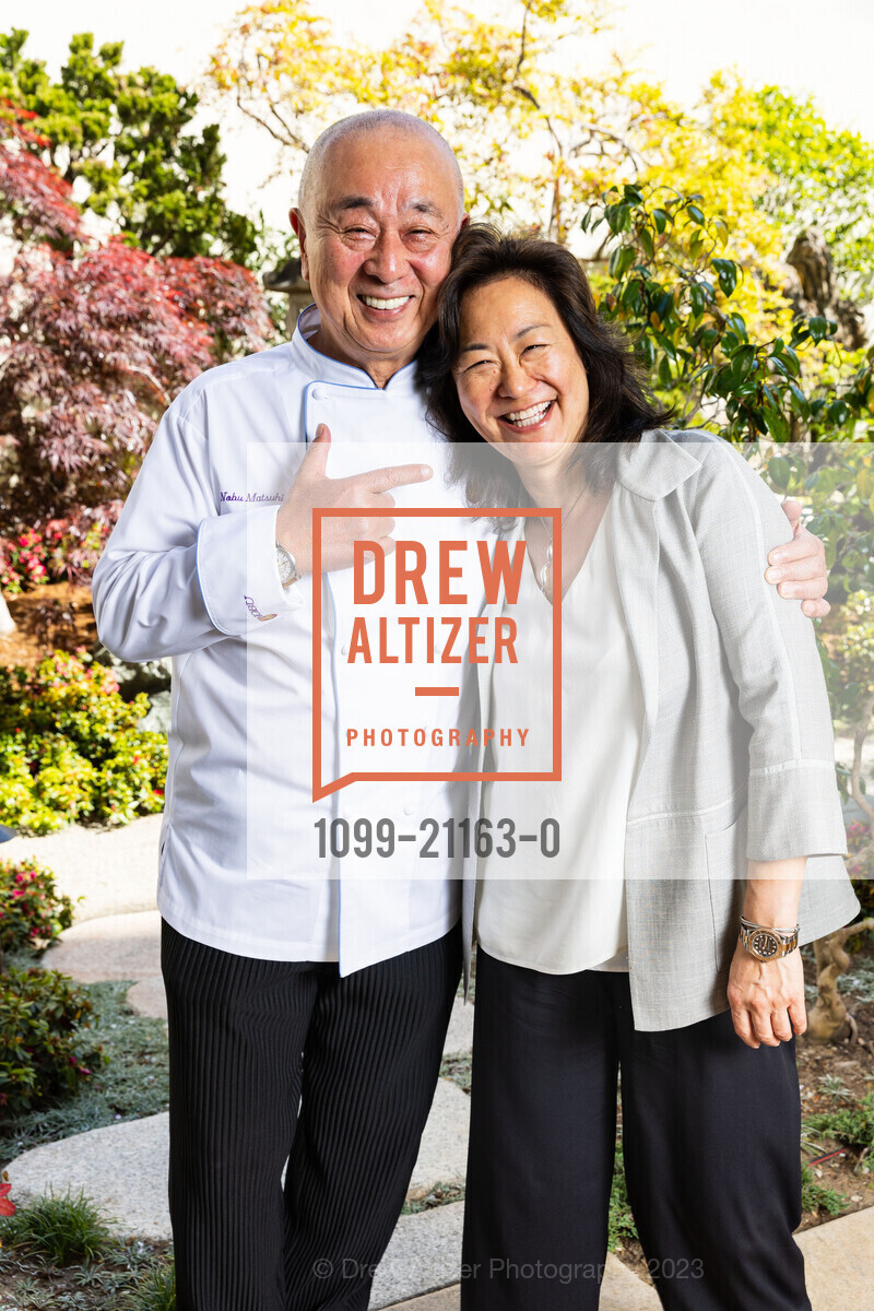 Chef Nobu Matsuhisa, Janelle Eng, Garden Reveal Party at Nobu 2023, Nobu Hotel Palo Alto @ 180 Hamilton Ave, Palo Alto, CA 94301 US. Nobu Hotel Palo Alto @ 180 Hamilton Ave, Palo Alto, CA 94301 US, April 26th, 2023, Photo #1099-21163-0 Chef Nobu Matsuhisa, Janelle Eng, Photo #1099-21163-0
