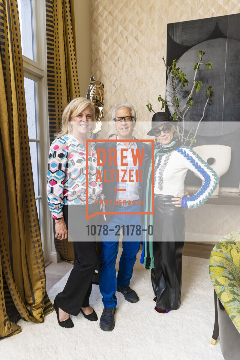 Denise Lamott, Richard Hechler, Malin Giddings, Opening Night for the 2023 San Francisco Decorator's Showcase, 625 El Camino Del Mar (in Sea Cliff neighborhood) @ 625 El Camino Del Mar, SF, CA 94121 US. 625 El Camino Del Mar (in Sea Cliff neighborhood) @ 625 El Camino Del Mar, SF, CA 94121 US, April 28th, 2023, Photo #1078-21178-0 Denise Lamott, Richard Hechler, Malin Giddings, Photo #1078-21178-0