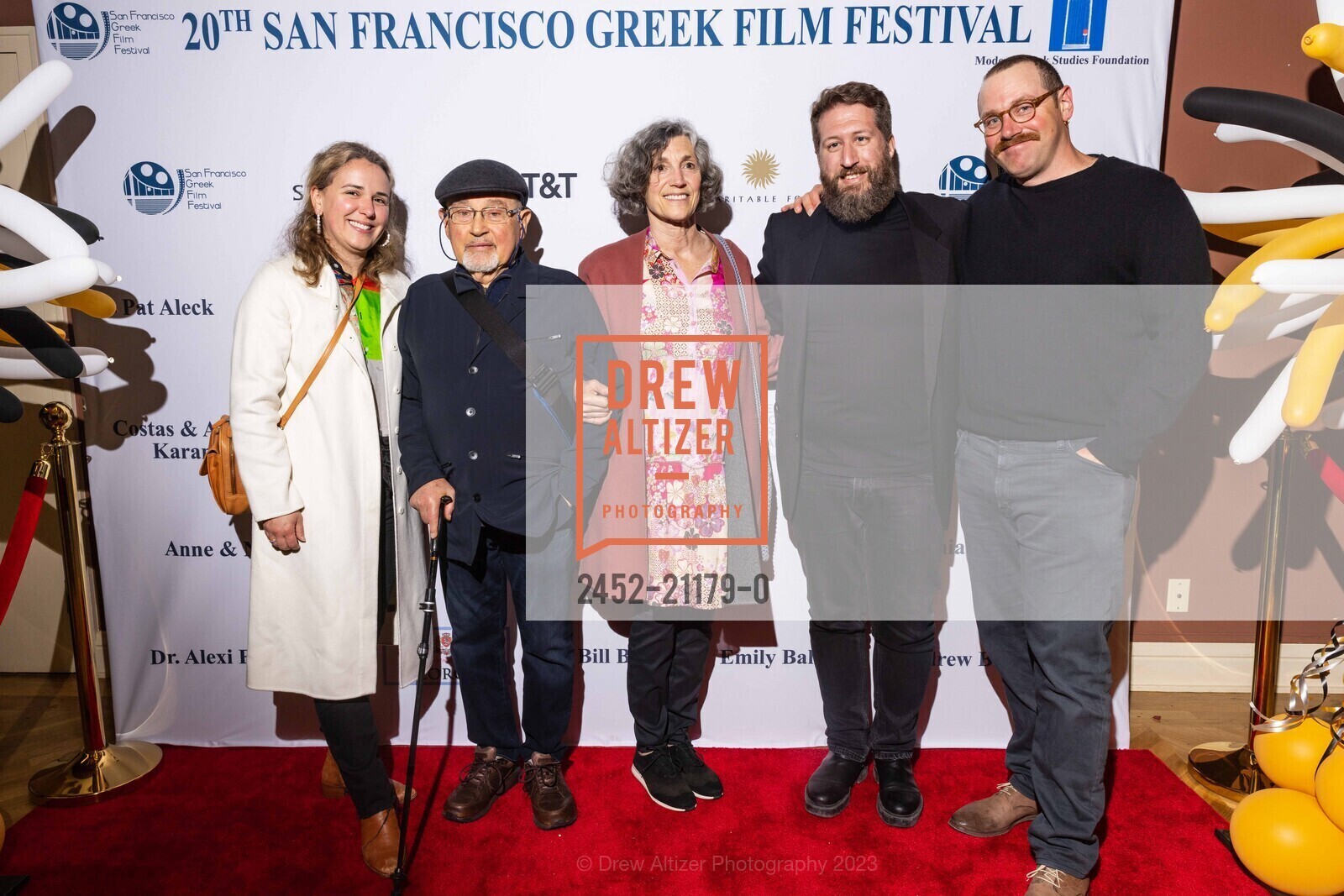 Courtney Germanacos, Nick Germanacos, Anne Germanacos, Panos Gakis, Alexander Germanacos, SF Greek Film Festival Closing Night, 600 The Embarcadero, Screening Room. Delaney St, April 30th, 2023, Photo #2452-21179-0 Courtney Germanacos, Nick Germanacos, Anne Germanacos, Panos Gakis, Alexander Germanacos, Photo #2452-21179-0