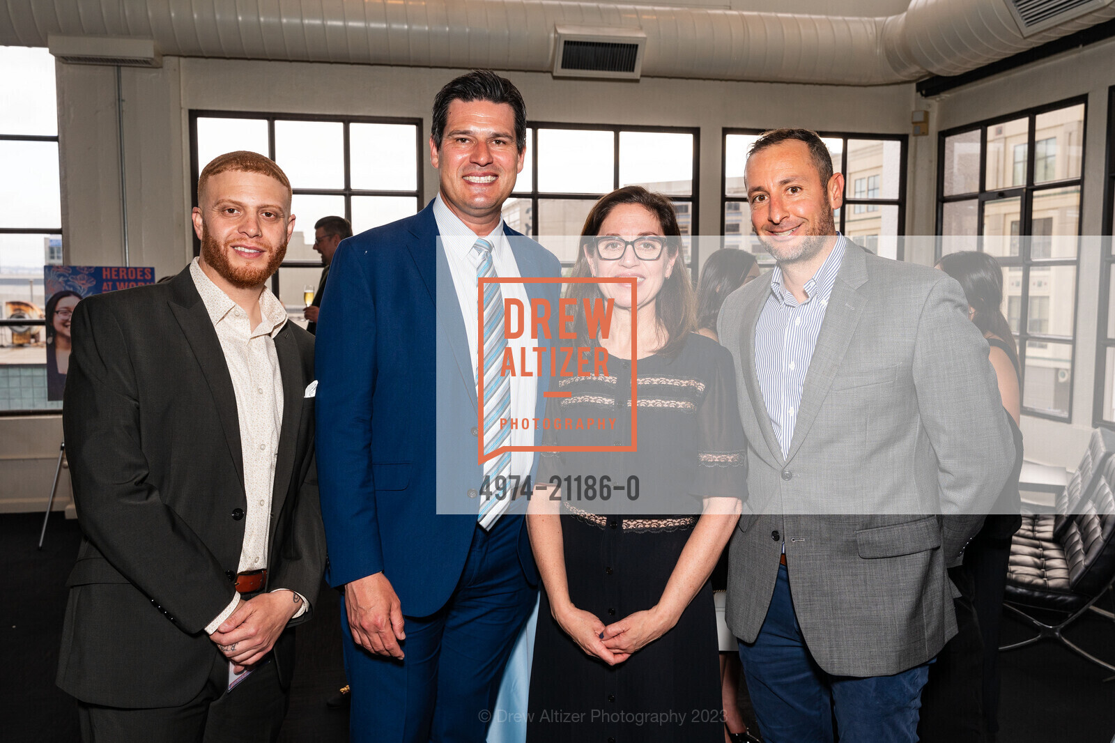 Carlo Solis, Joshua Arce, Ninive Calegari, Drew Payne, Enterprise for Youth Heroes at Work 2023, Terra Gallery & Event Venue @ 511 Harrison St, SF, CA 94105 US. Terra Gallery & Event Venue @ 511 Harrison St, SF, CA 94105 US, May 4th, 2023, Photo #4974-21186-0 Carlo Solis, Joshua Arce, Ninive Calegari, Drew Payne, Photo #4974-21186-0
