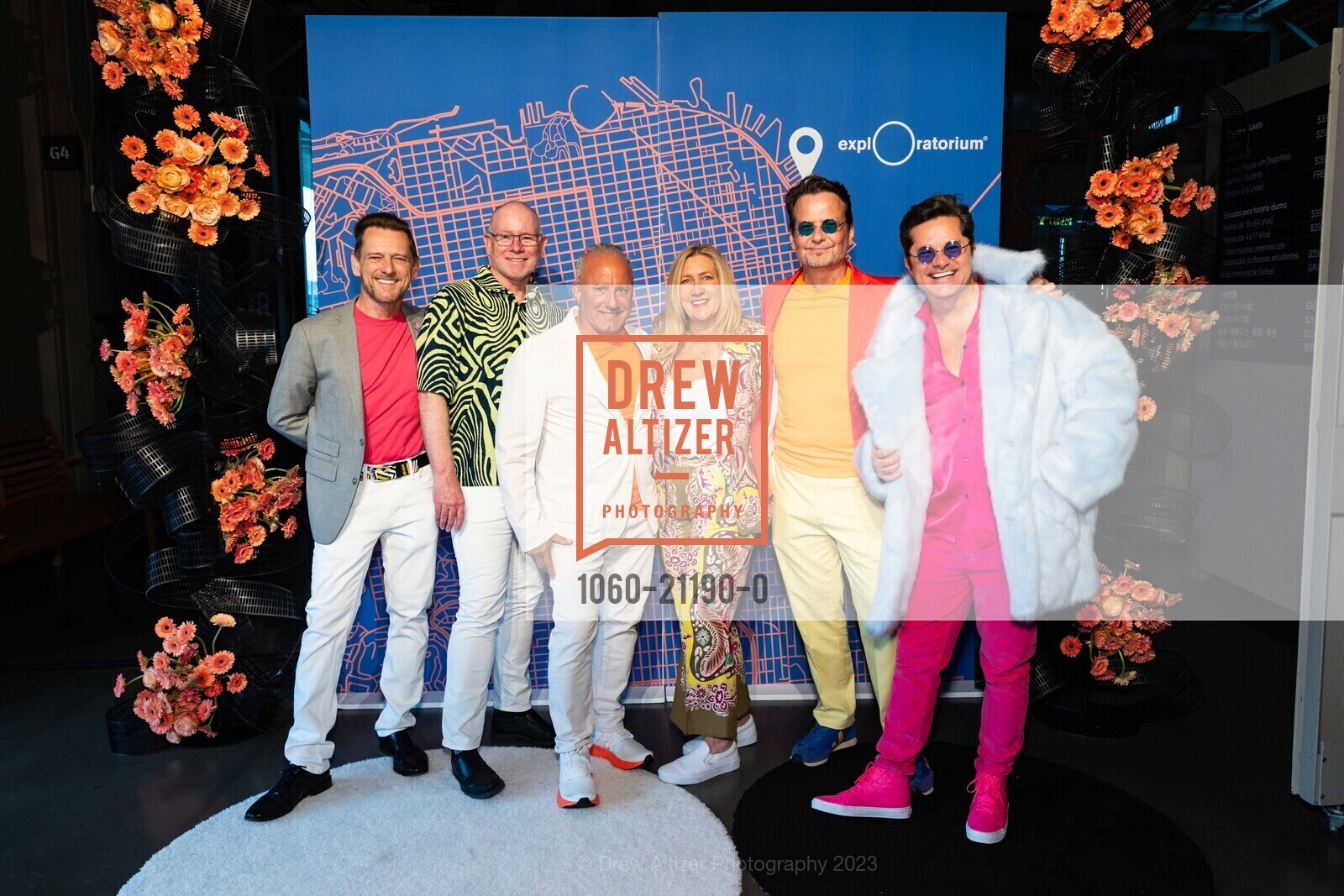 Dale Becherer, Cole Kinney, Aaron Kramer, Joan Kramer, Rick Mordesovich, Warren Chase, Party at the Piers, Exploratorium @ Pier 15, SF, CA 94111 US. Exploratorium @ Pier 15, SF, CA 94111 US, May 5th, 2023, Photo #1060-21190-0 Dale Becherer, Cole Kinney, Aaron Kramer, Joan Kramer, Rick Mordesovich, Warren Chase, Photo #1060-21190-0