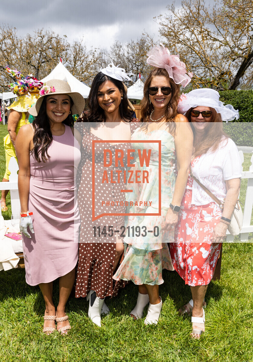 Janet Hayes, Nalishma Carvelho, Tracy Sharma, Yvonne McFee, Kentucky Derby Watch Party 2023, Kendall-Jackson Wine Estate & Gardens @ 5007 Fulton Rd, Santa Rosa, CA 95403 US. Kendall-Jackson Wine Estate & Gardens @ 5007 Fulton Rd, Santa Rosa, CA 95403 US, May 6th, 2023, Photo #1145-21193-0 Janet Hayes, Nalishma Carvelho, Tracy Sharma, Yvonne McFee, Photo #1145-21193-0