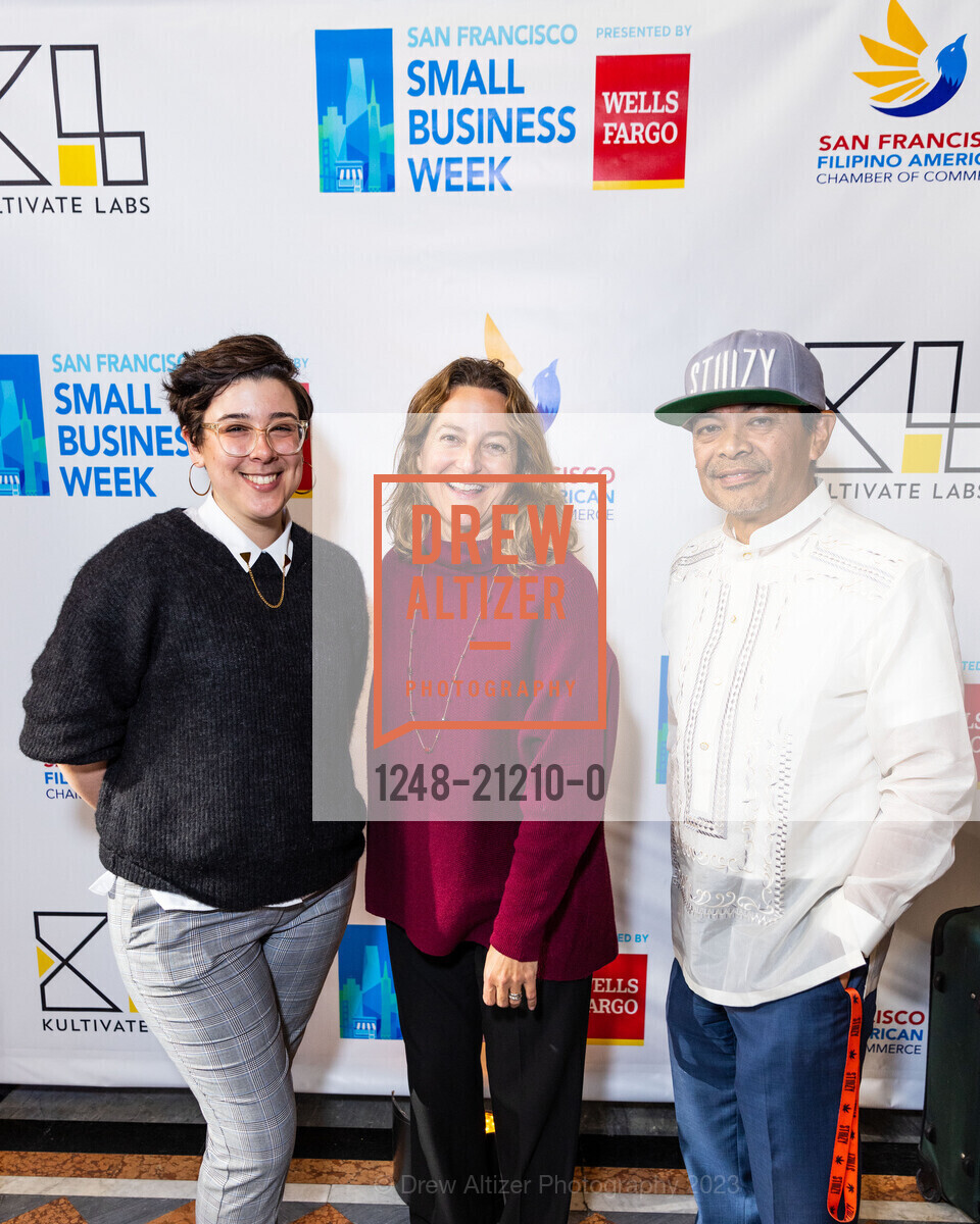 Clara Pinsky, Laura Huber, Jose, Closing Party for SFCC Small Business Week 2023, The Hibernia @ 1 Jones St, SF, CA 94102 US. The Hibernia @ 1 Jones St, SF, CA 94102 US, May 12th, 2023, Photo #1248-21210-0 Clara Pinsky, Laura Huber, Jose, Photo #1248-21210-0