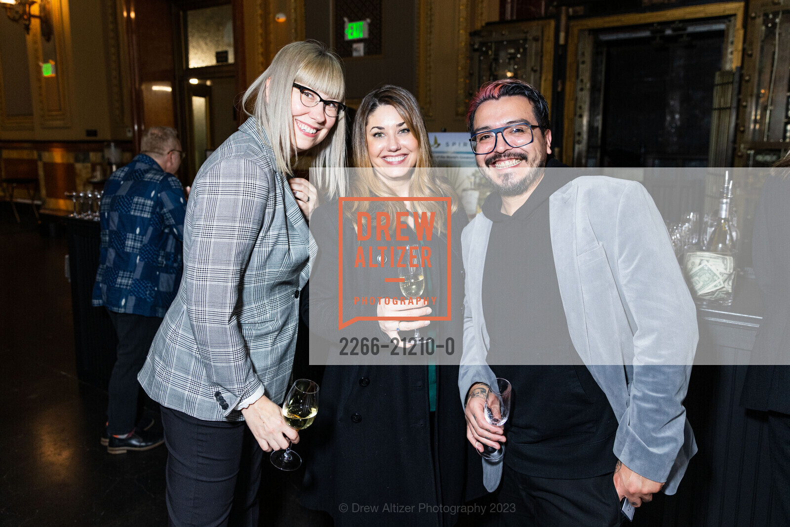 Carrie Collins, Kristan Bonde, Luis Velasquez, Closing Party for SFCC Small Business Week 2023, The Hibernia @ 1 Jones St, SF, CA 94102 US. The Hibernia @ 1 Jones St, SF, CA 94102 US, May 12th, 2023, Photo #2266-21210-0 Carrie Collins, Kristan Bonde, Luis Velasquez, Photo #2266-21210-0